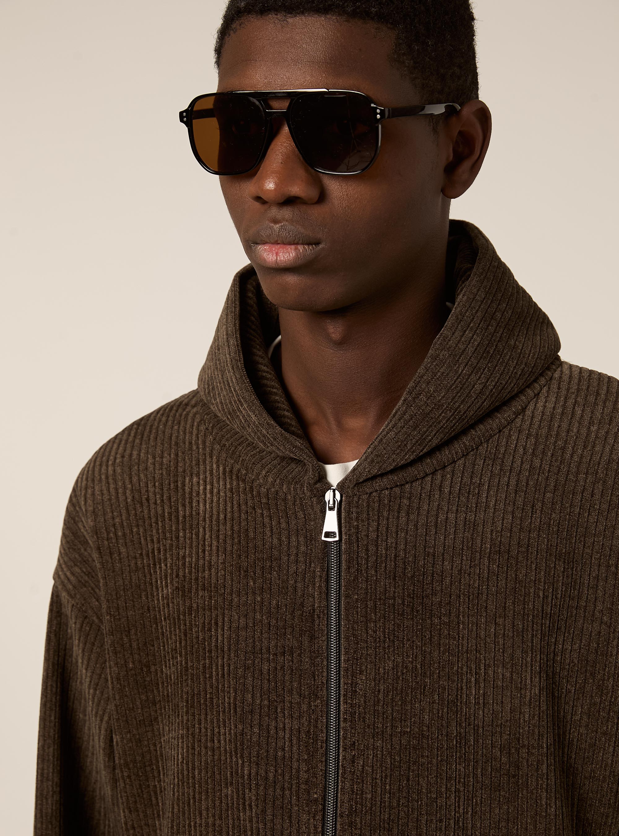 Cardigan boxy fit in velluto a coste, BR2 BROWN MEDIUM