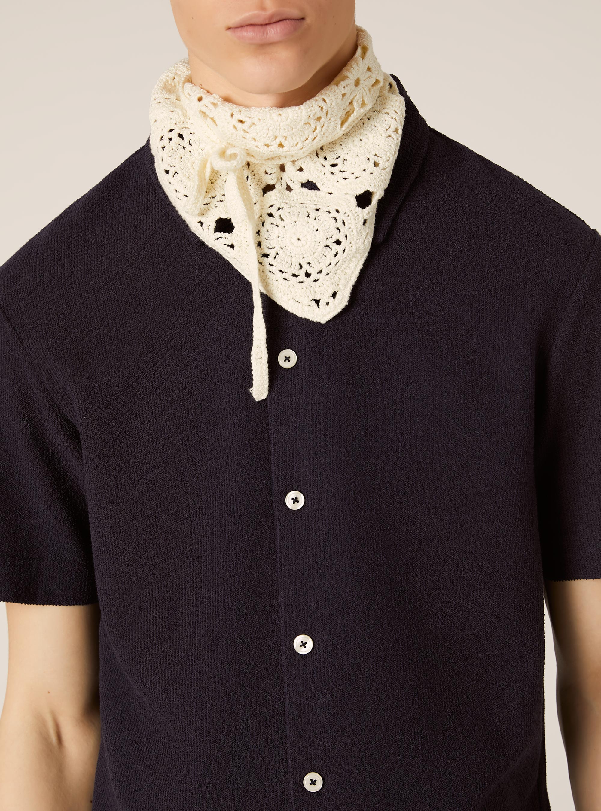Short-sleeved shirt with texture, NA1 NAVY DARK