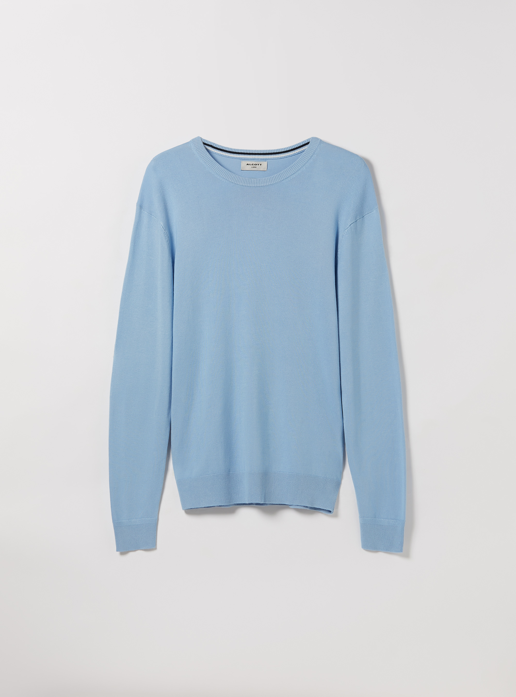 Round-neck pullover made of sustainable viscose Ecovero, AZ3 AZURE LIGHT