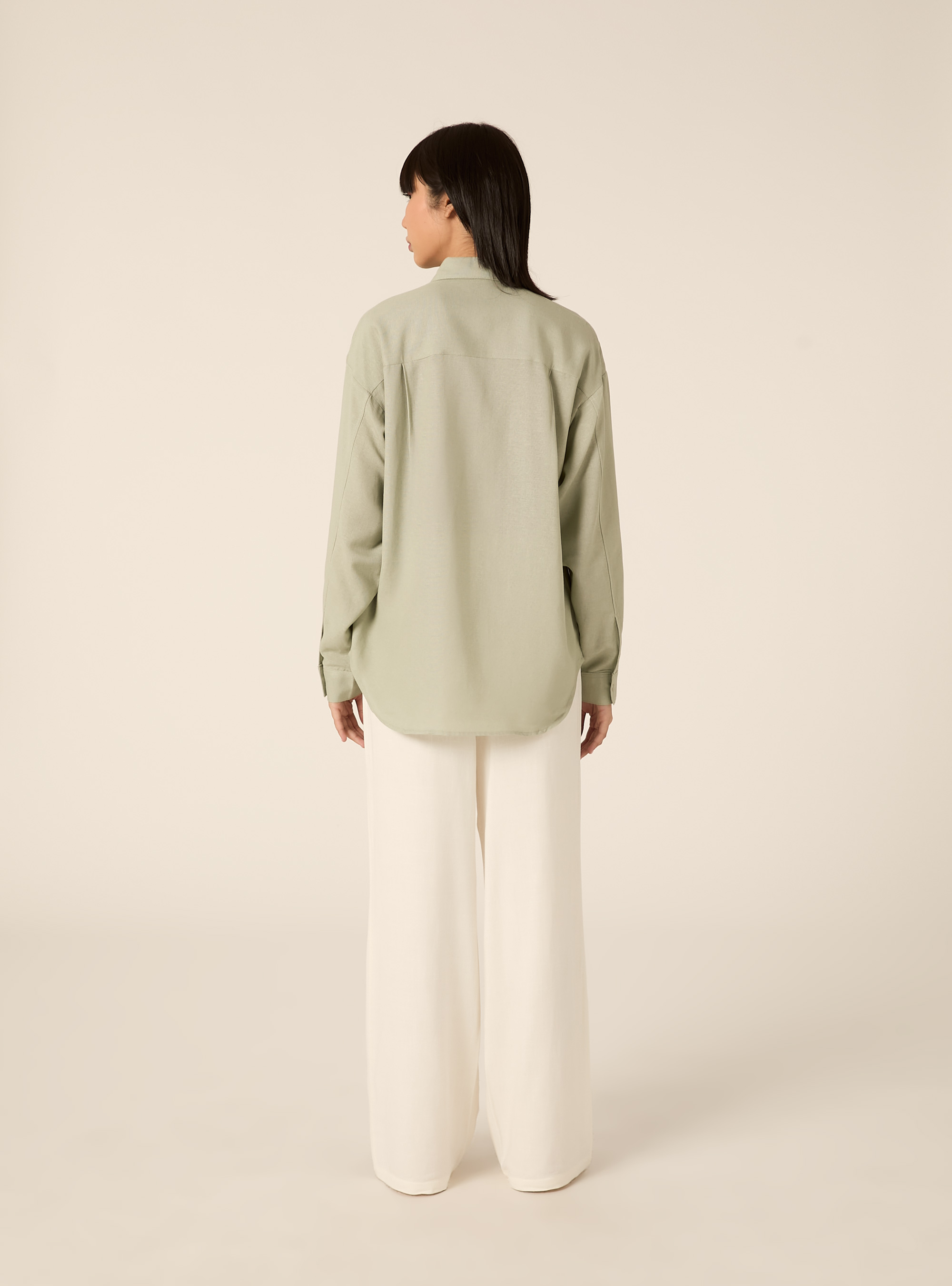 Camicia in misto lino tinta unita, SG3 SAGE LIGHT