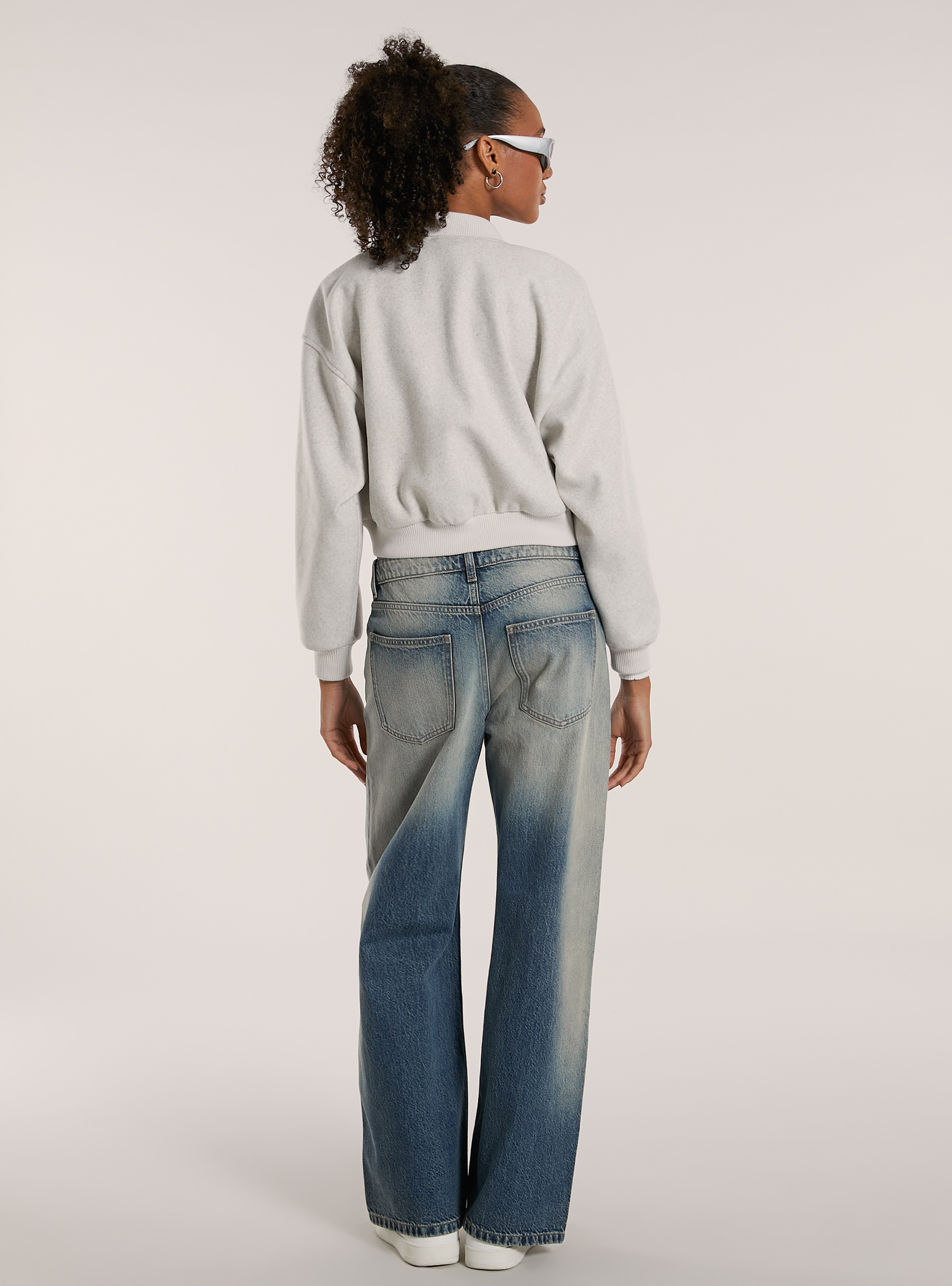 Bomber corto in panno, MWH2 OFF WHITE MEL