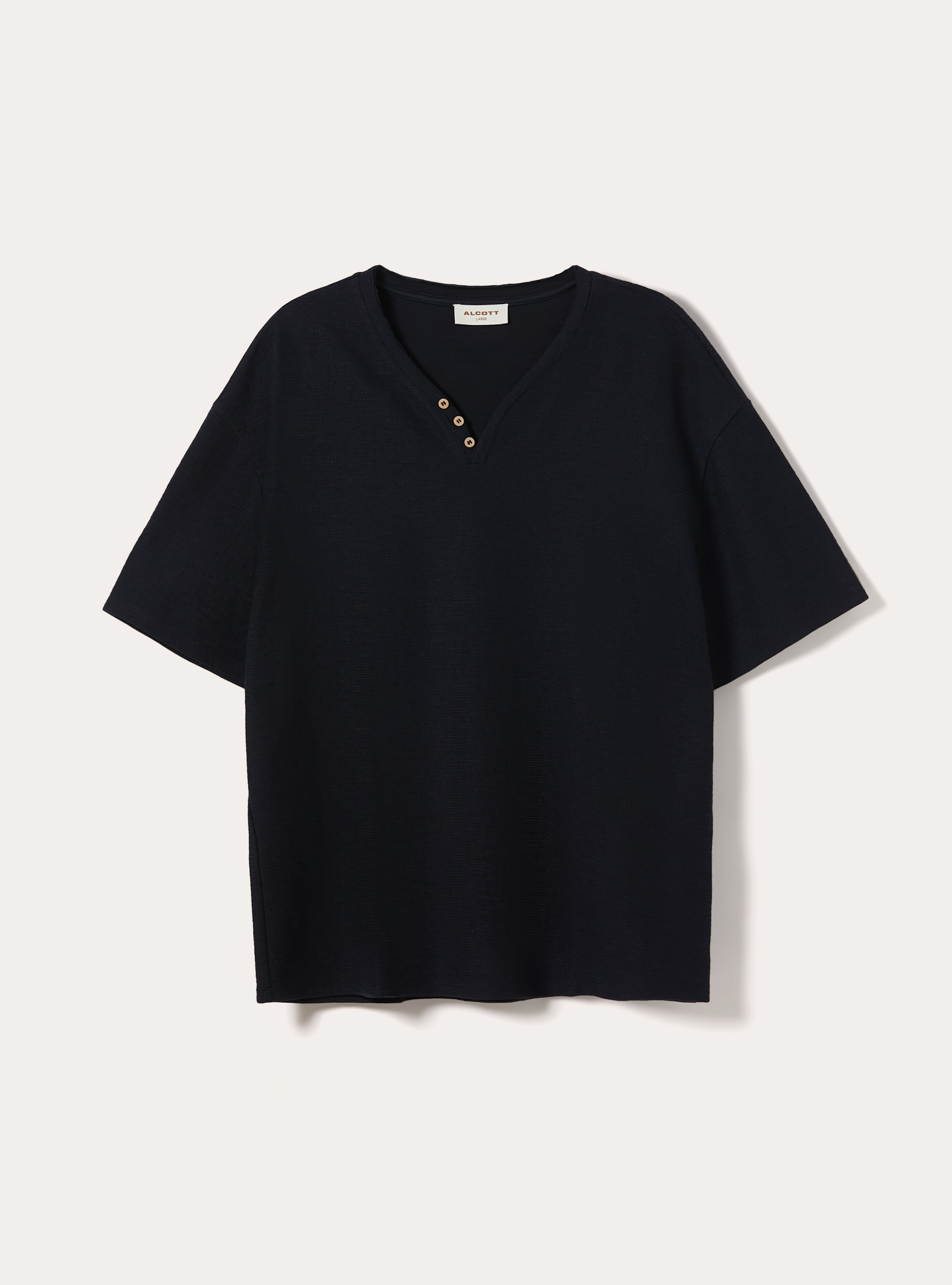 Henley-Shirt aus Waffelstruktur-Gewebe, NA1 NAVY DARK