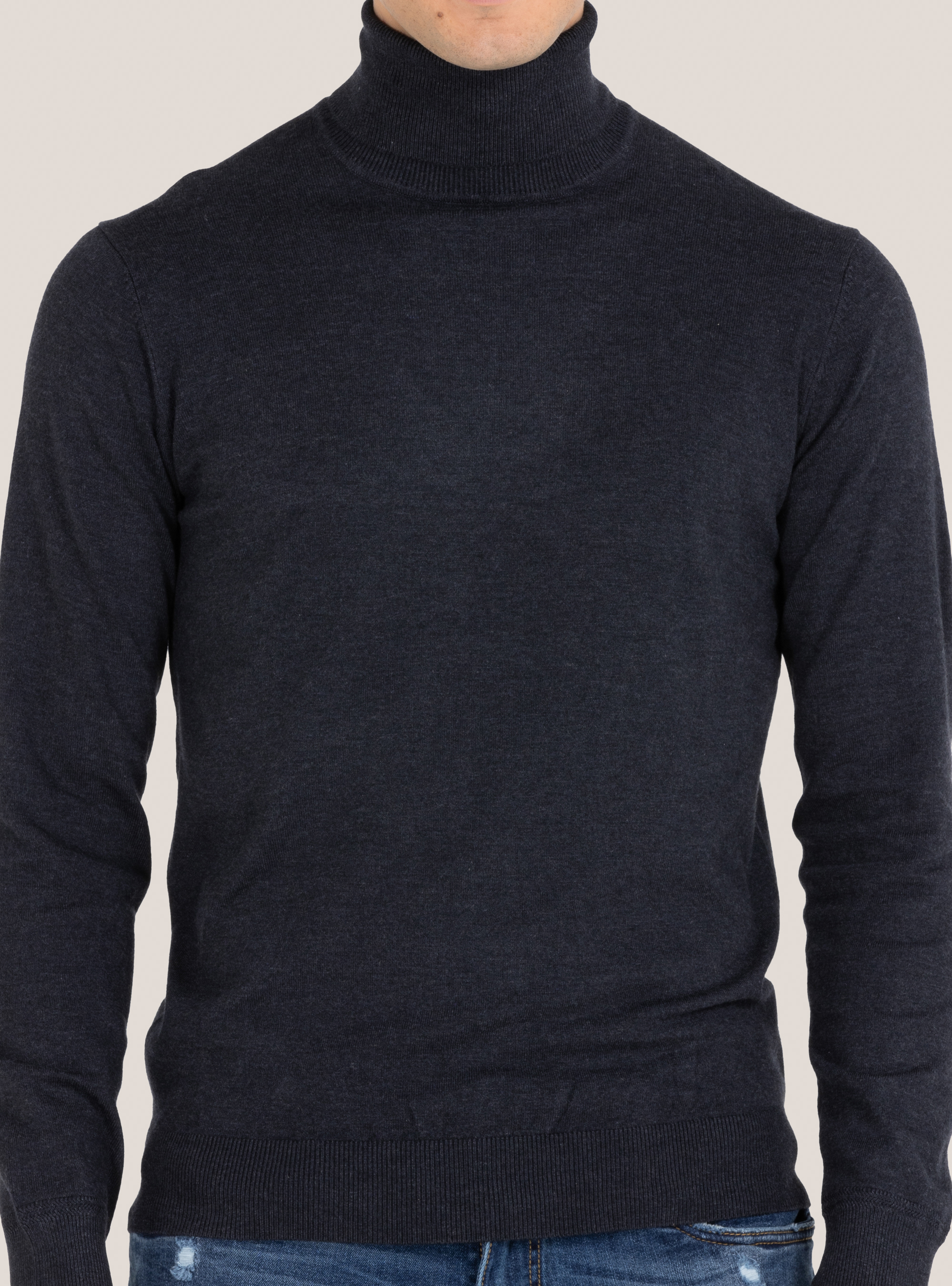 Basic-Rollkragenpullover, C0225 BLUE MELANGE
