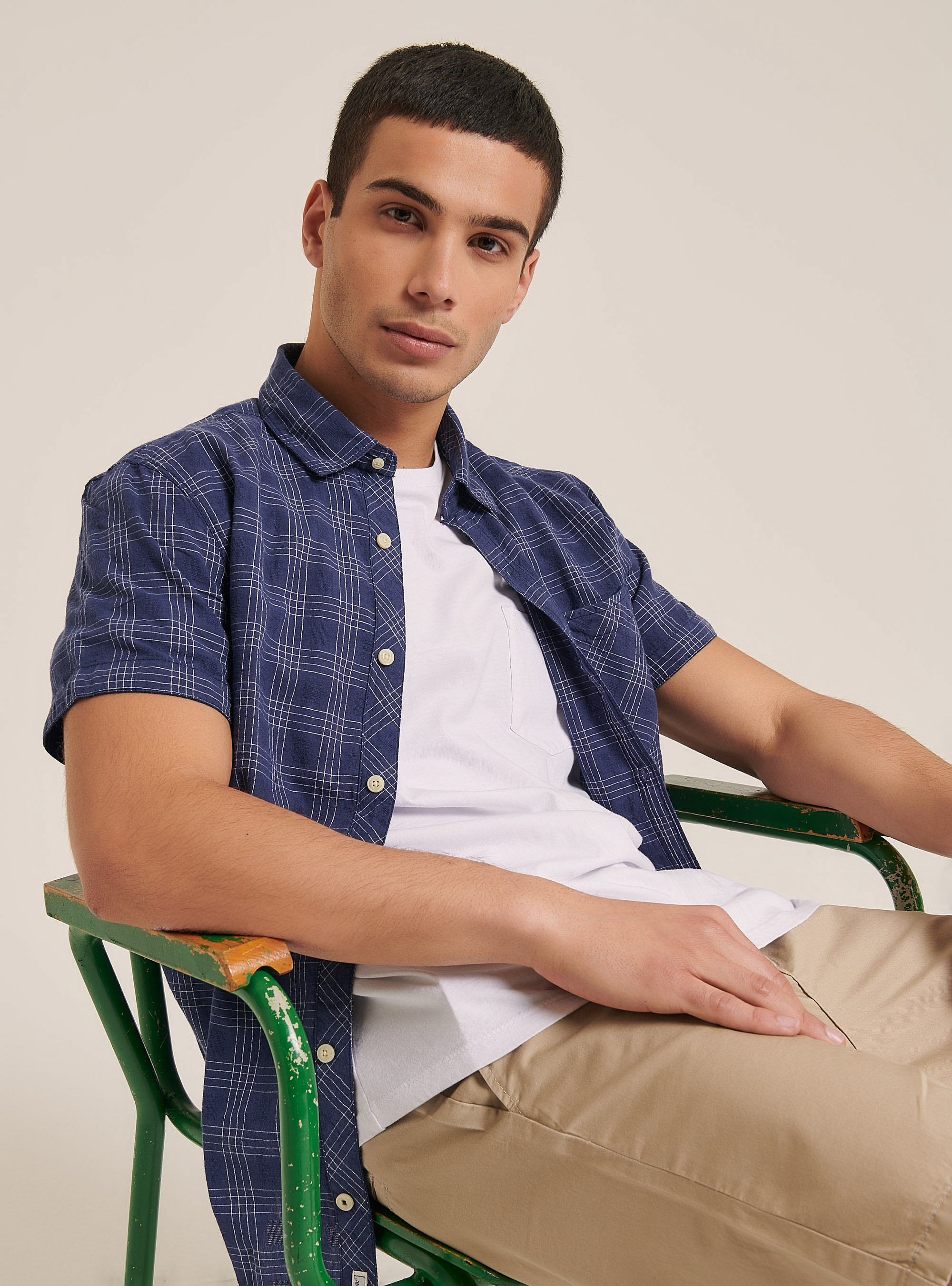 Shirt with short sleeves, BLUE