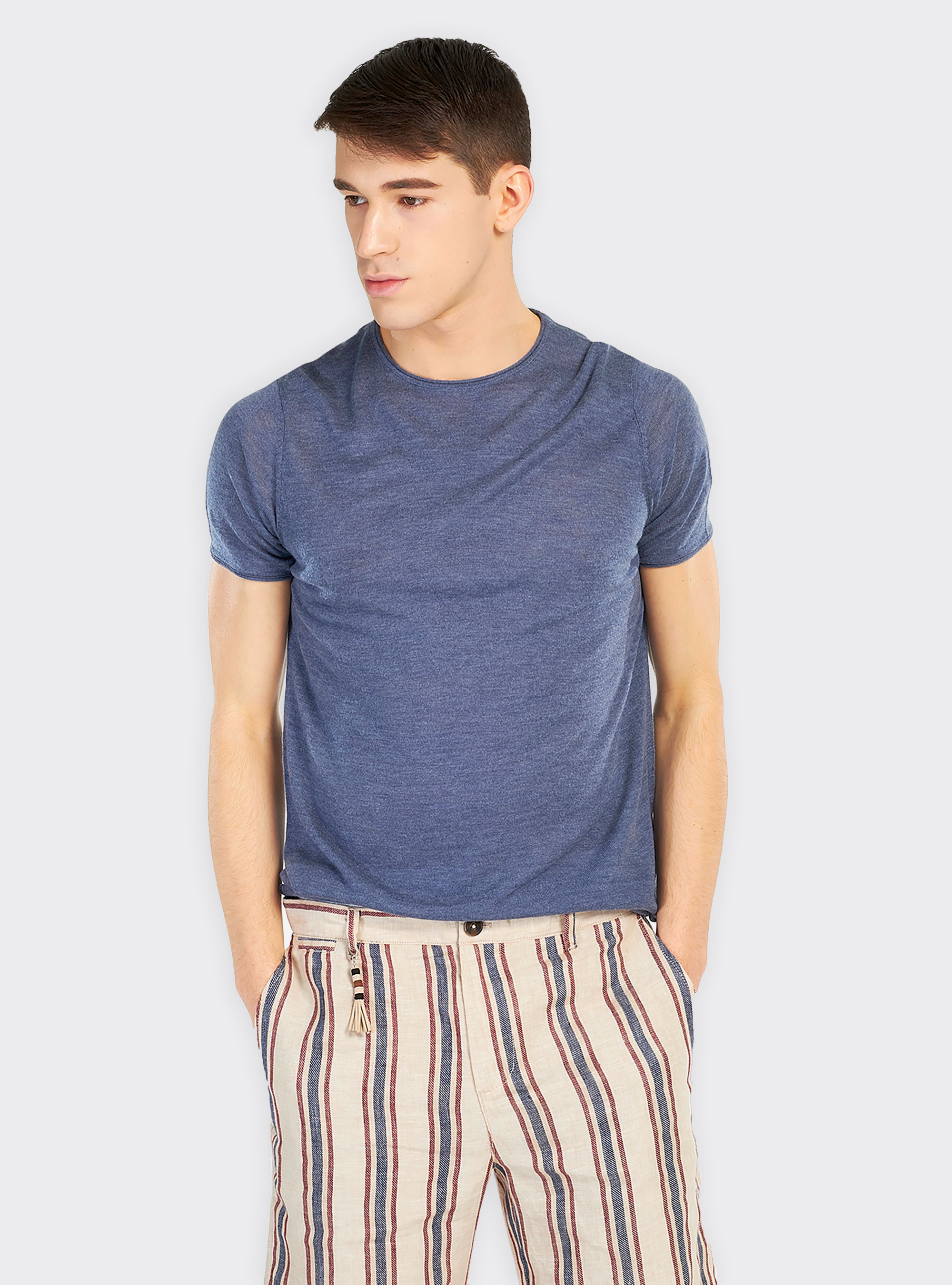 Pure and soft cotton round neck short-sleeved, C2216 INK MELANGE