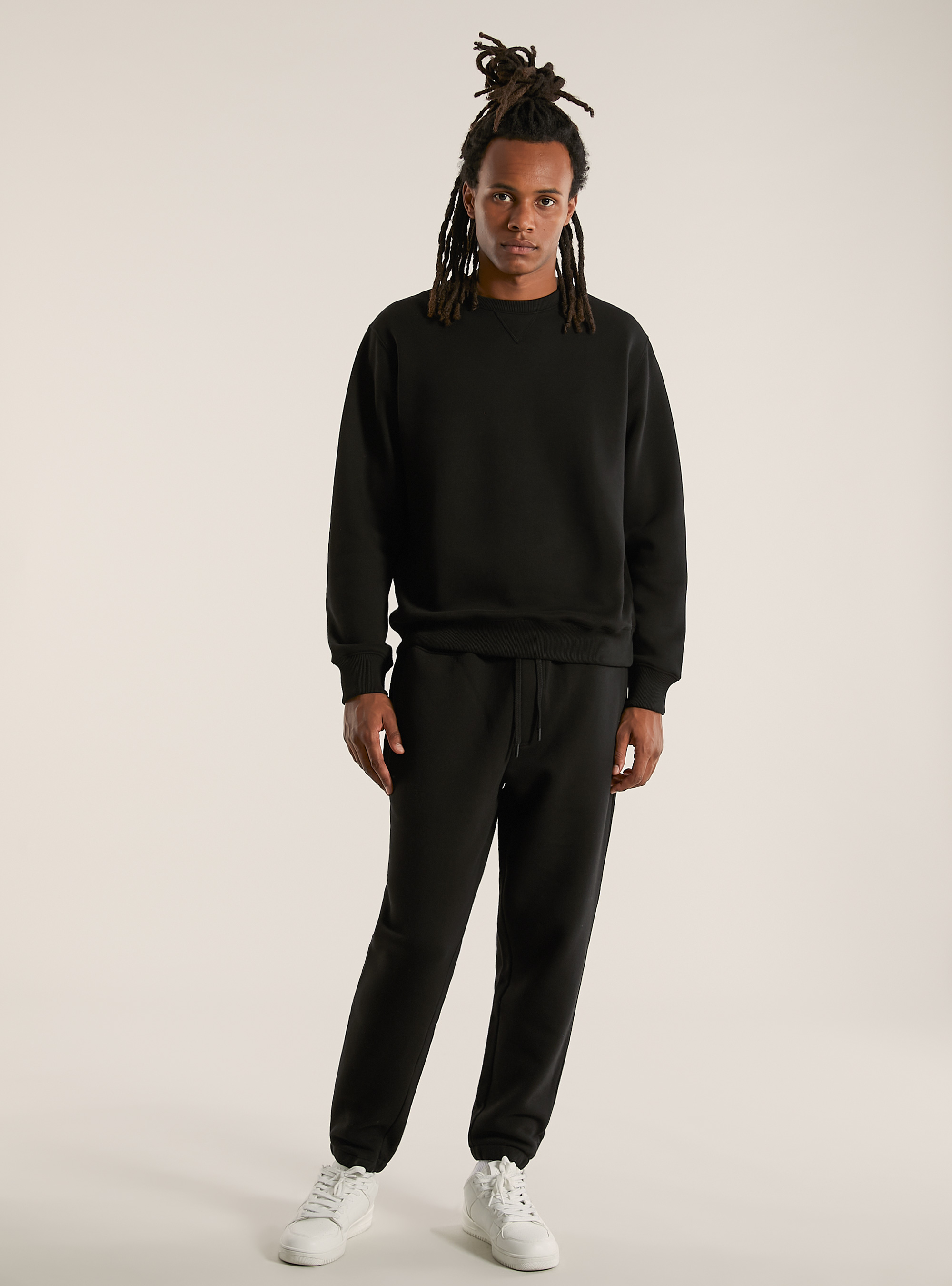 Felpa girocollo tinta unita, BK1 BLACK