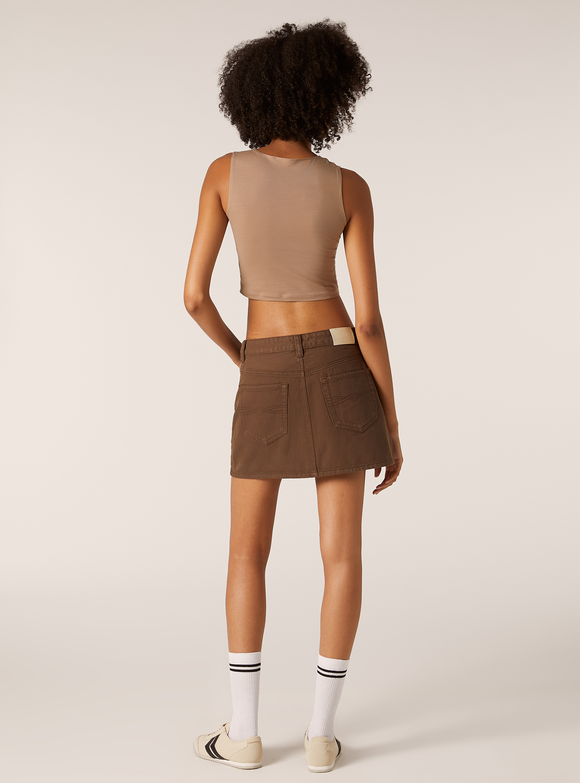 D&eacute;bardeur basique en coton extensible, BR2 BROWN MEDIUM