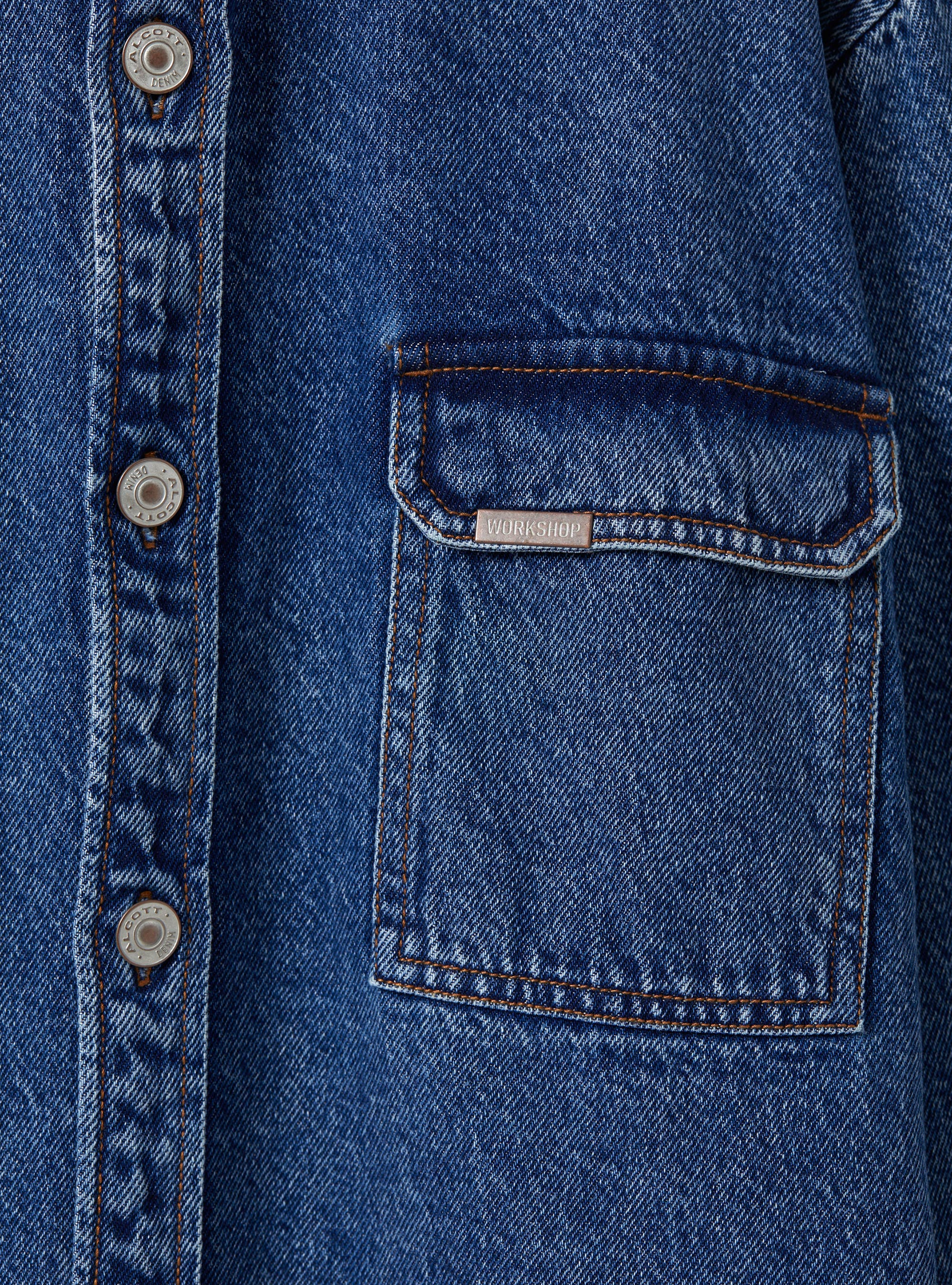 Camicia in denim oversize con tasconi, D002 MEDIUM DARK BLUE