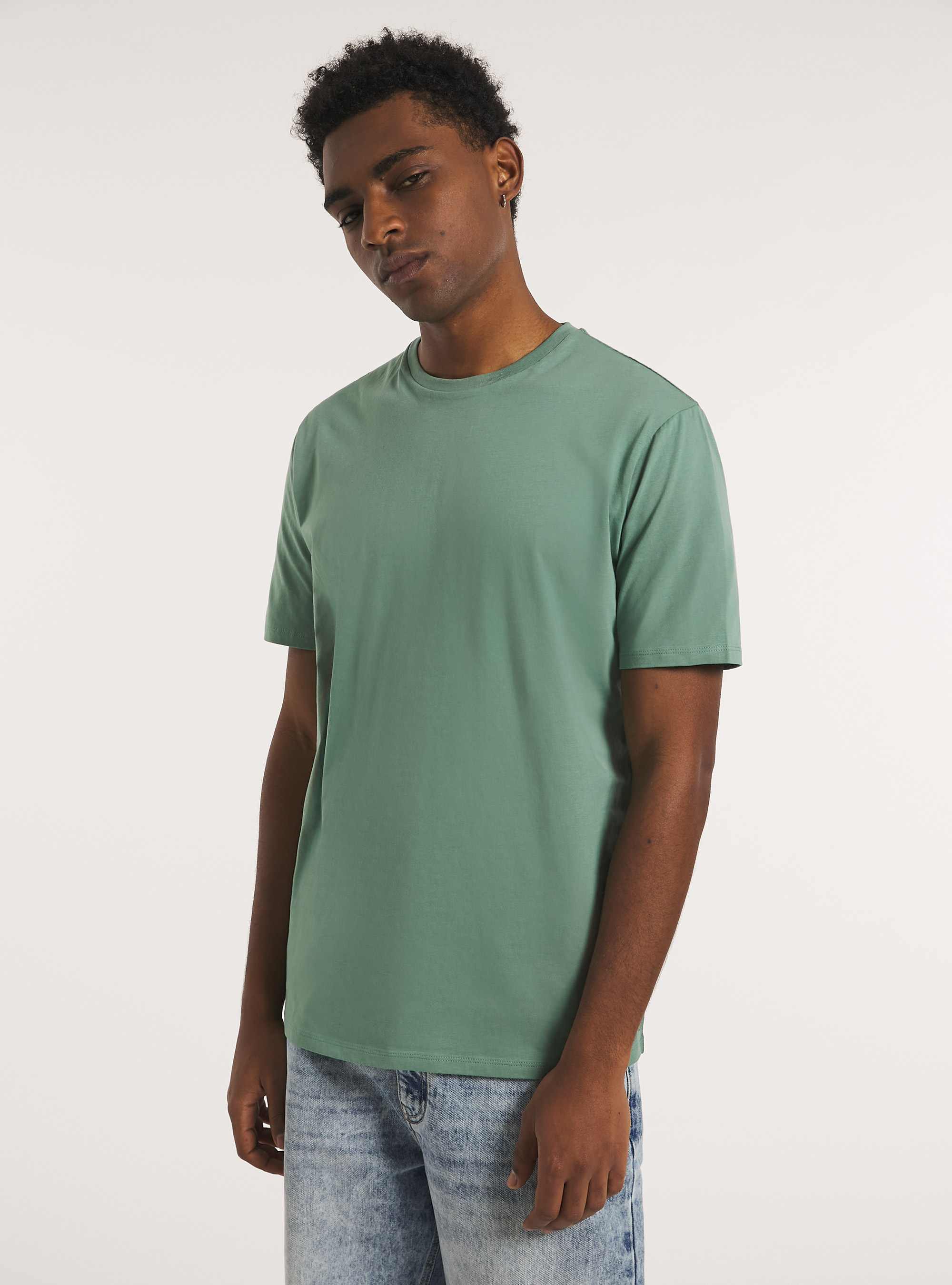Crew-neck cotton T-shirt, KY3 KAKY LIGHT