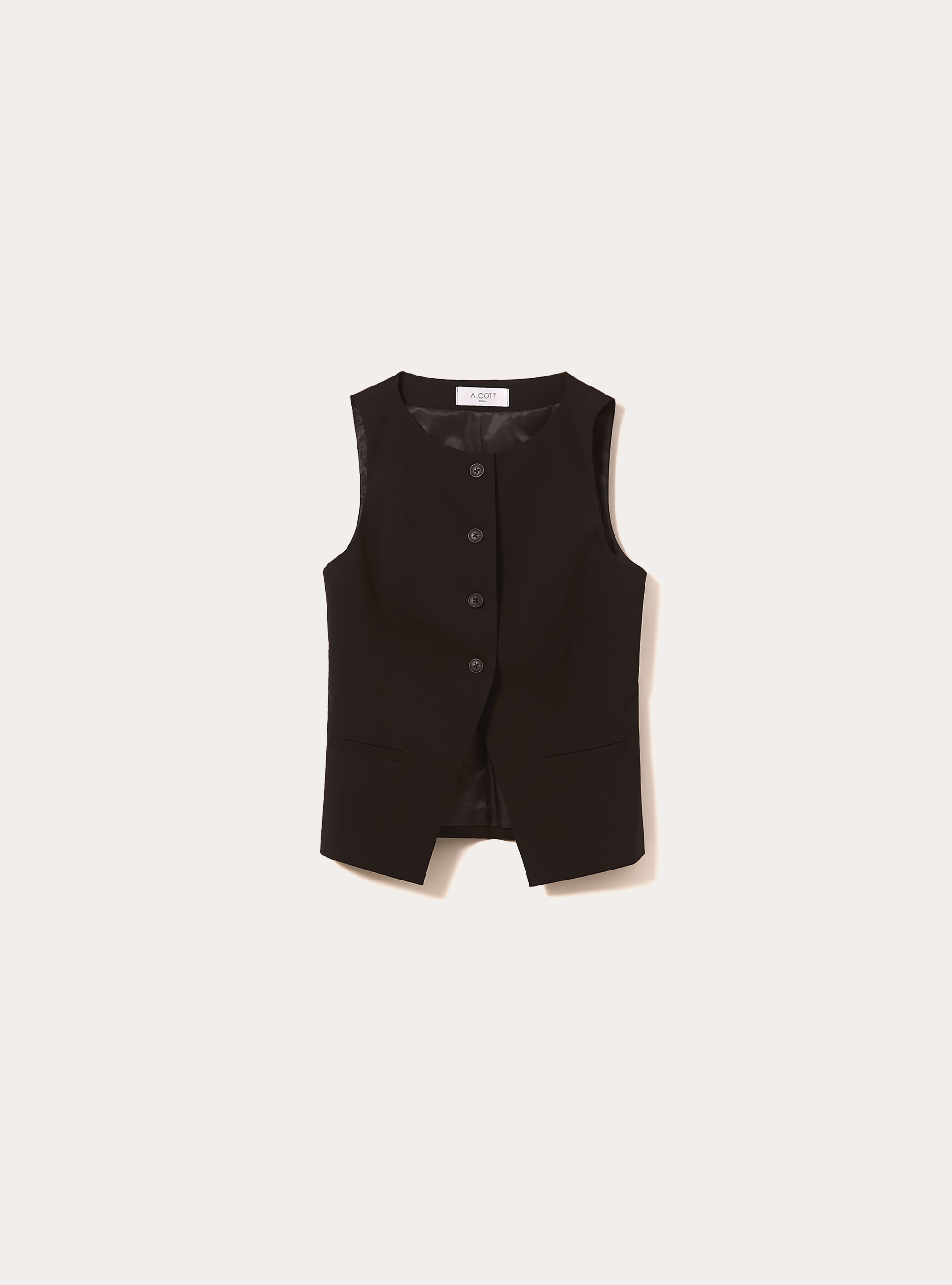 Chaleco regular con botones, BK1 BLACK