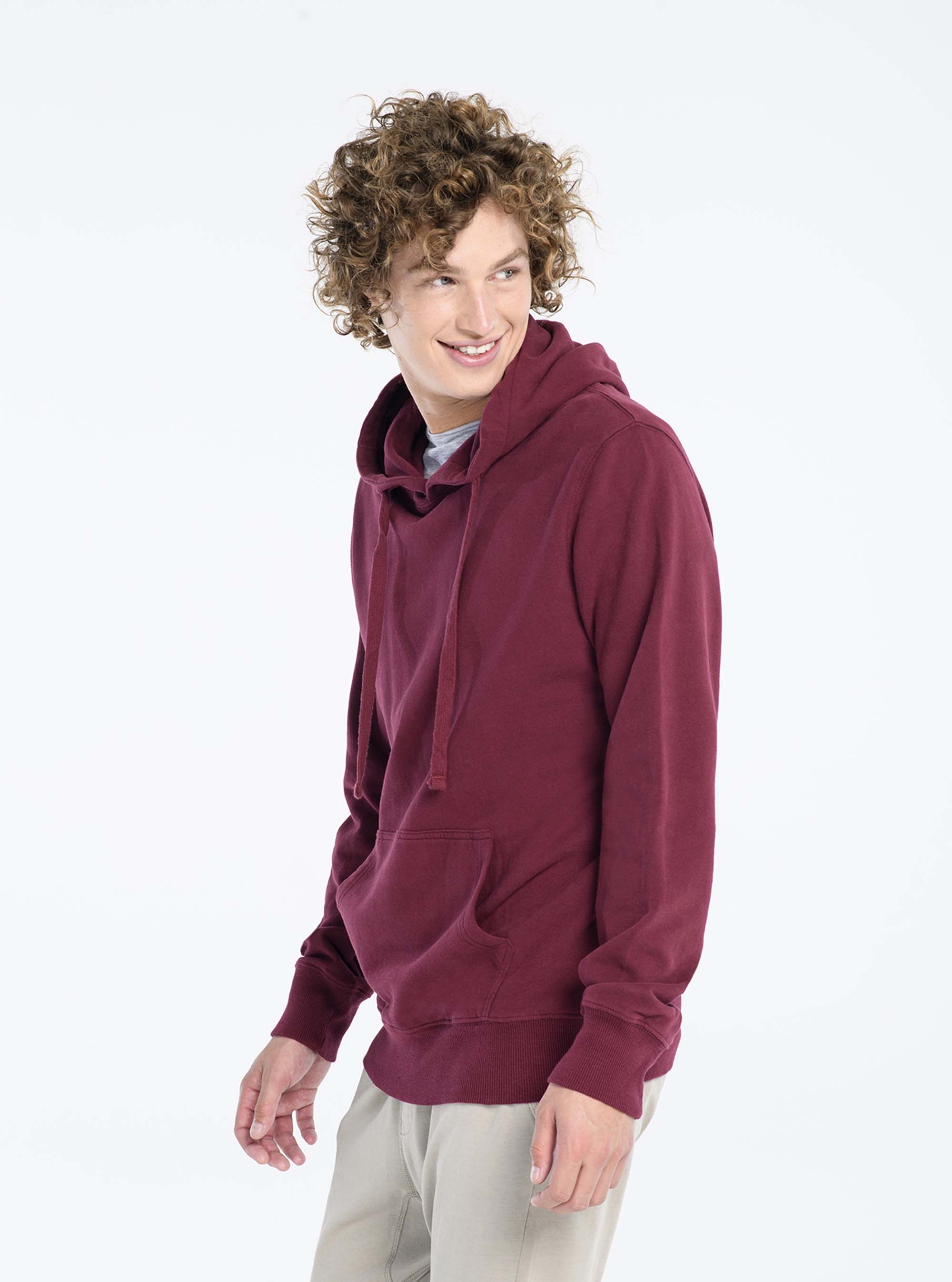 Plain-coloured hooded sweatshirt, BORDEAUX