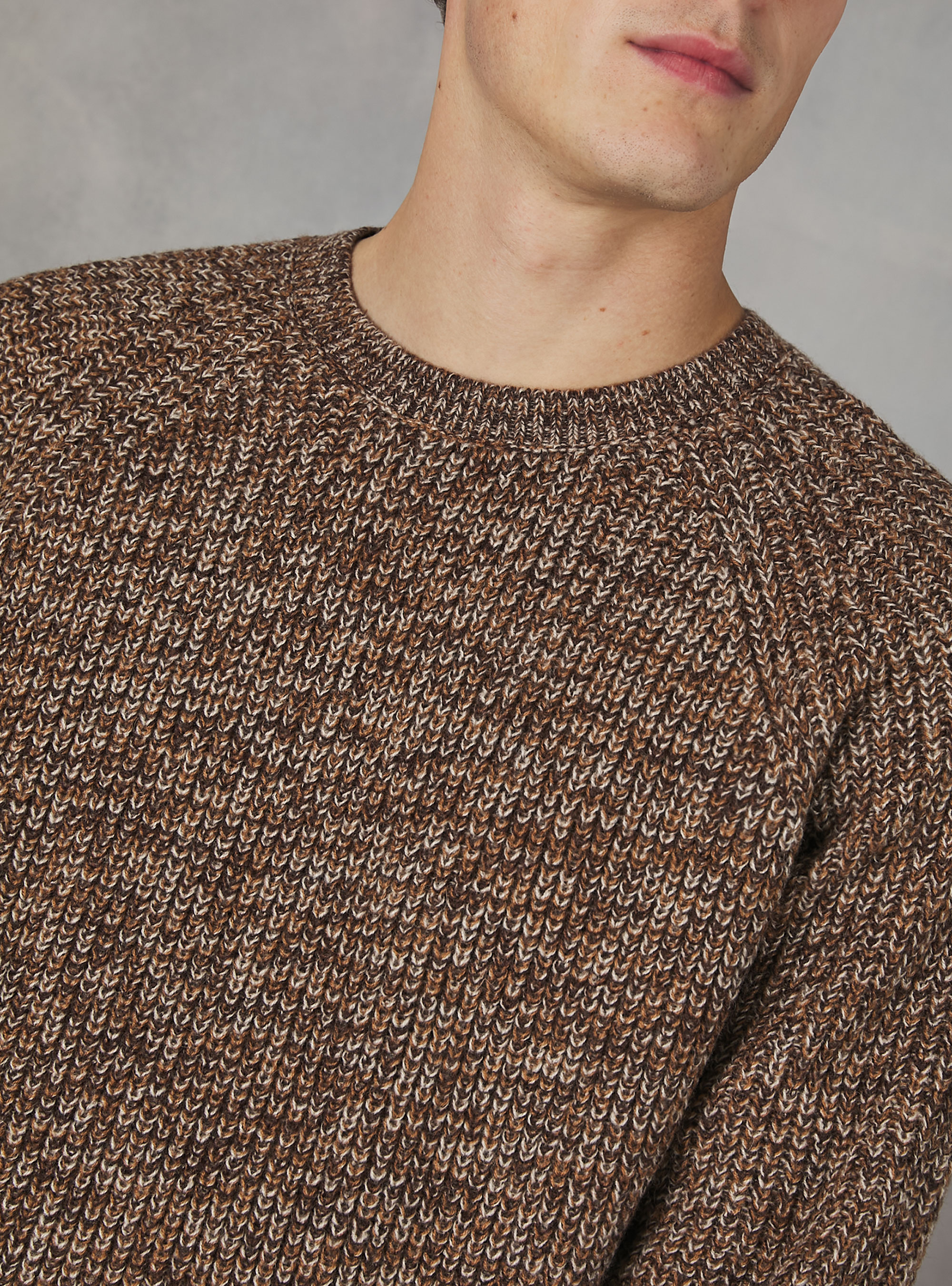 Pull à col ras du cou, C4513BEIGE/C513TOBAC/C3297BROW