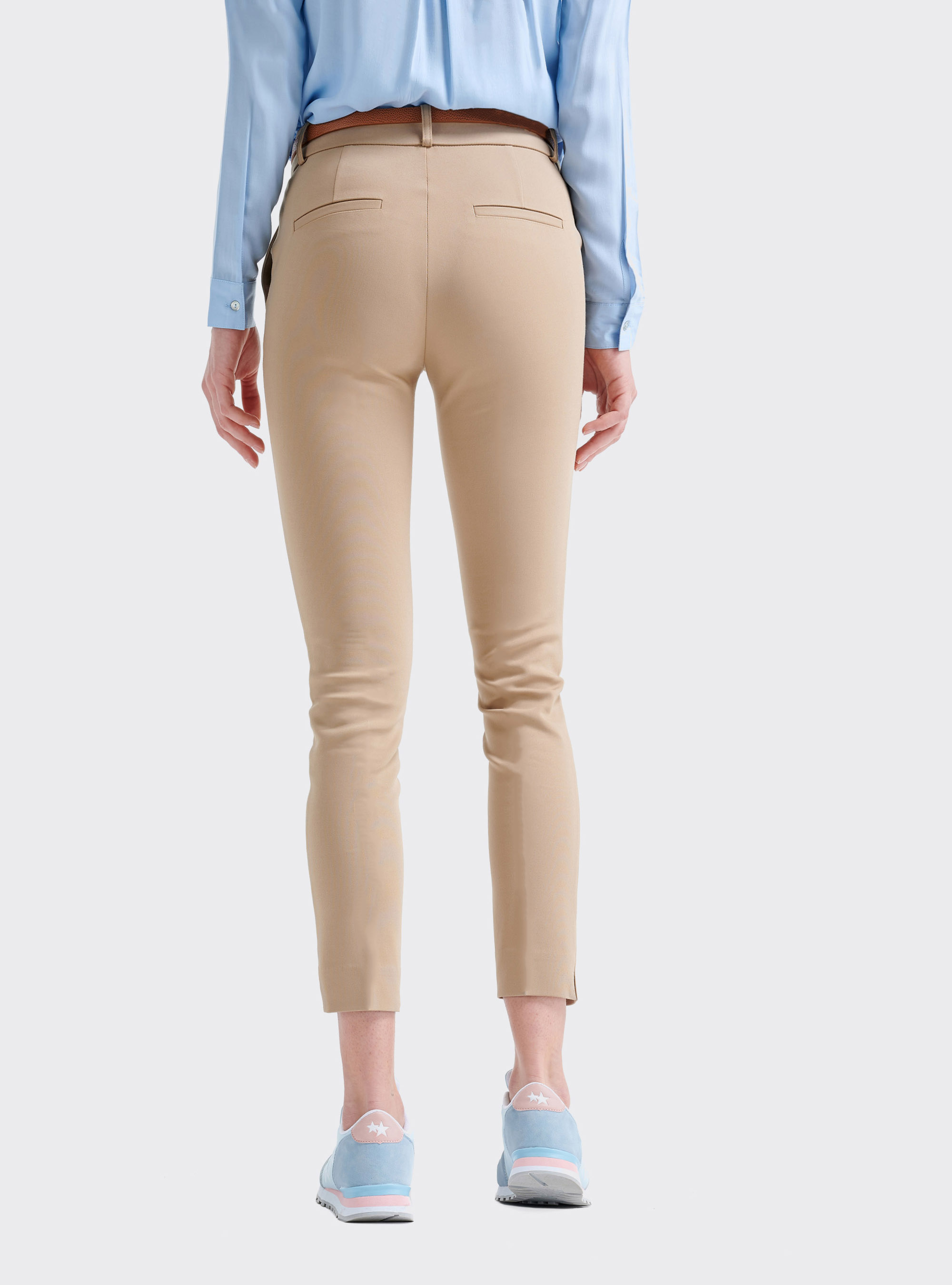 Chino stretch coupe confortable avec sangle effet cuir, C5511 TOBACCO