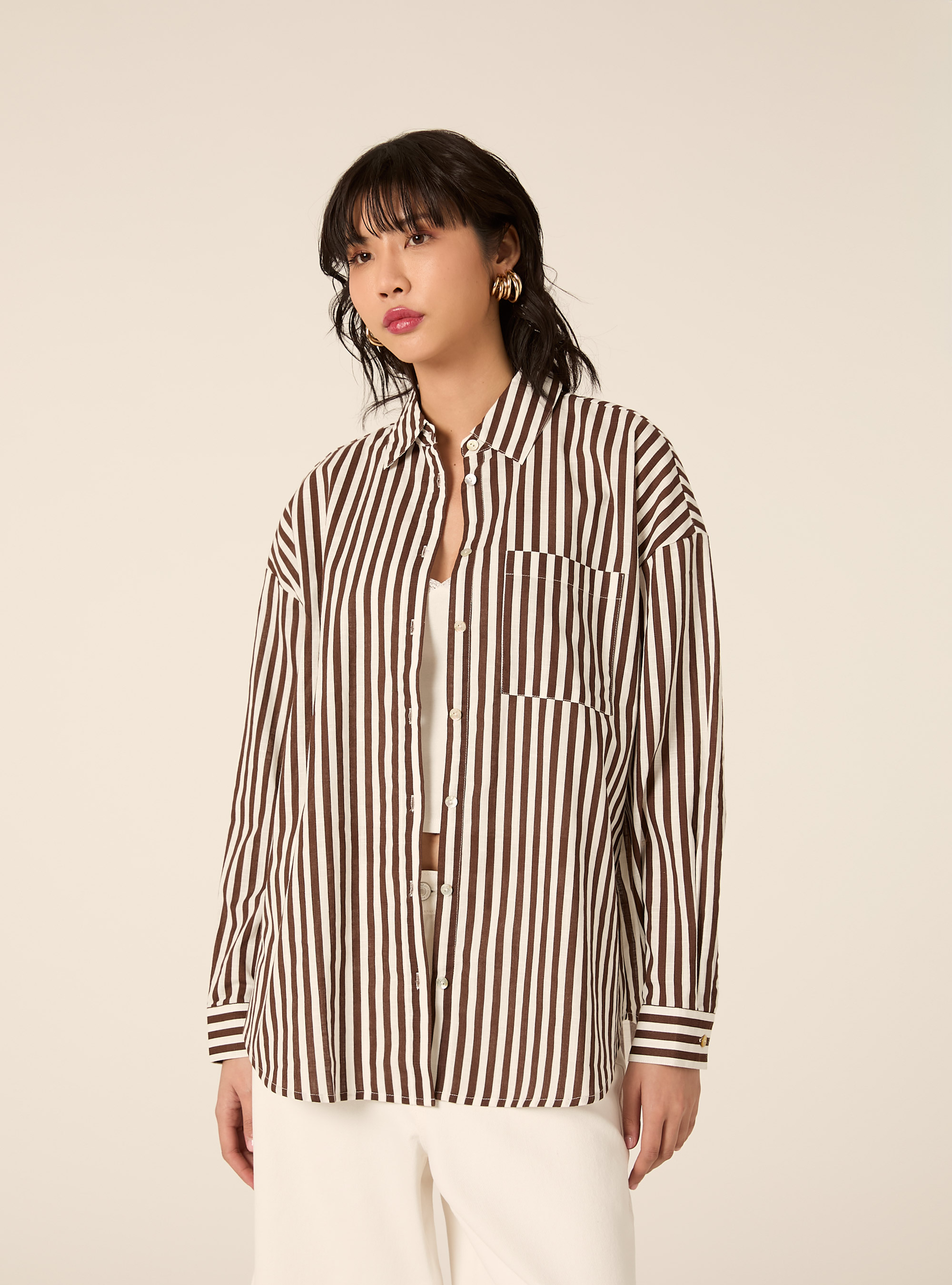 Camicia oversize con tasca, MULTICOLORE
