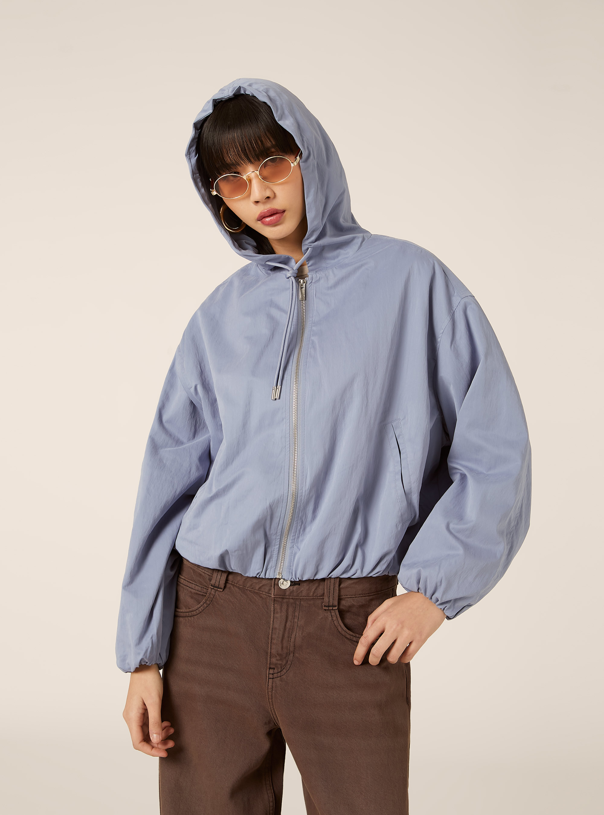 Giacca cappuccio balloon fit, AZ1 AZURE DARK