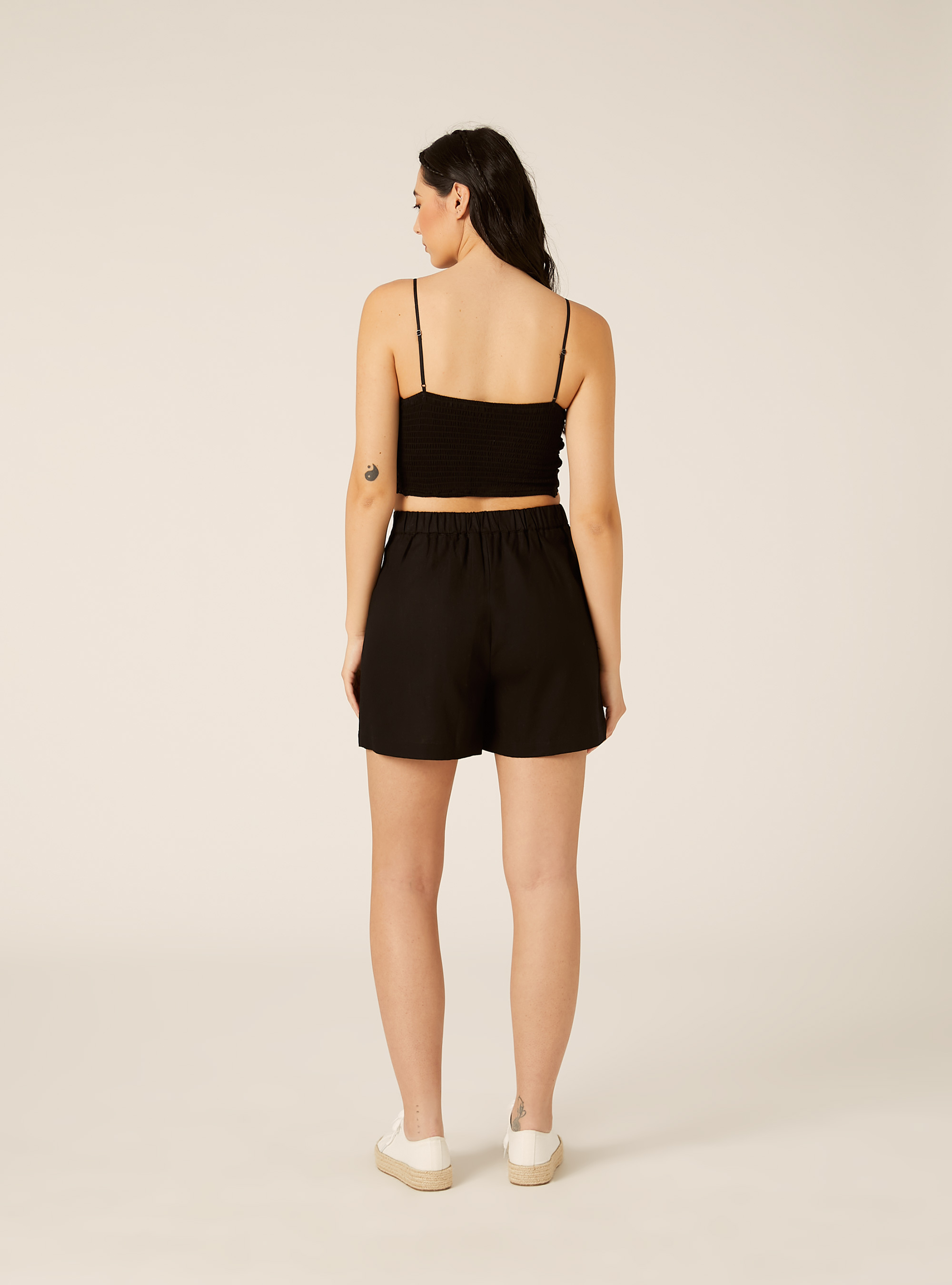 Top crochet con bretelle, BK1 BLACK