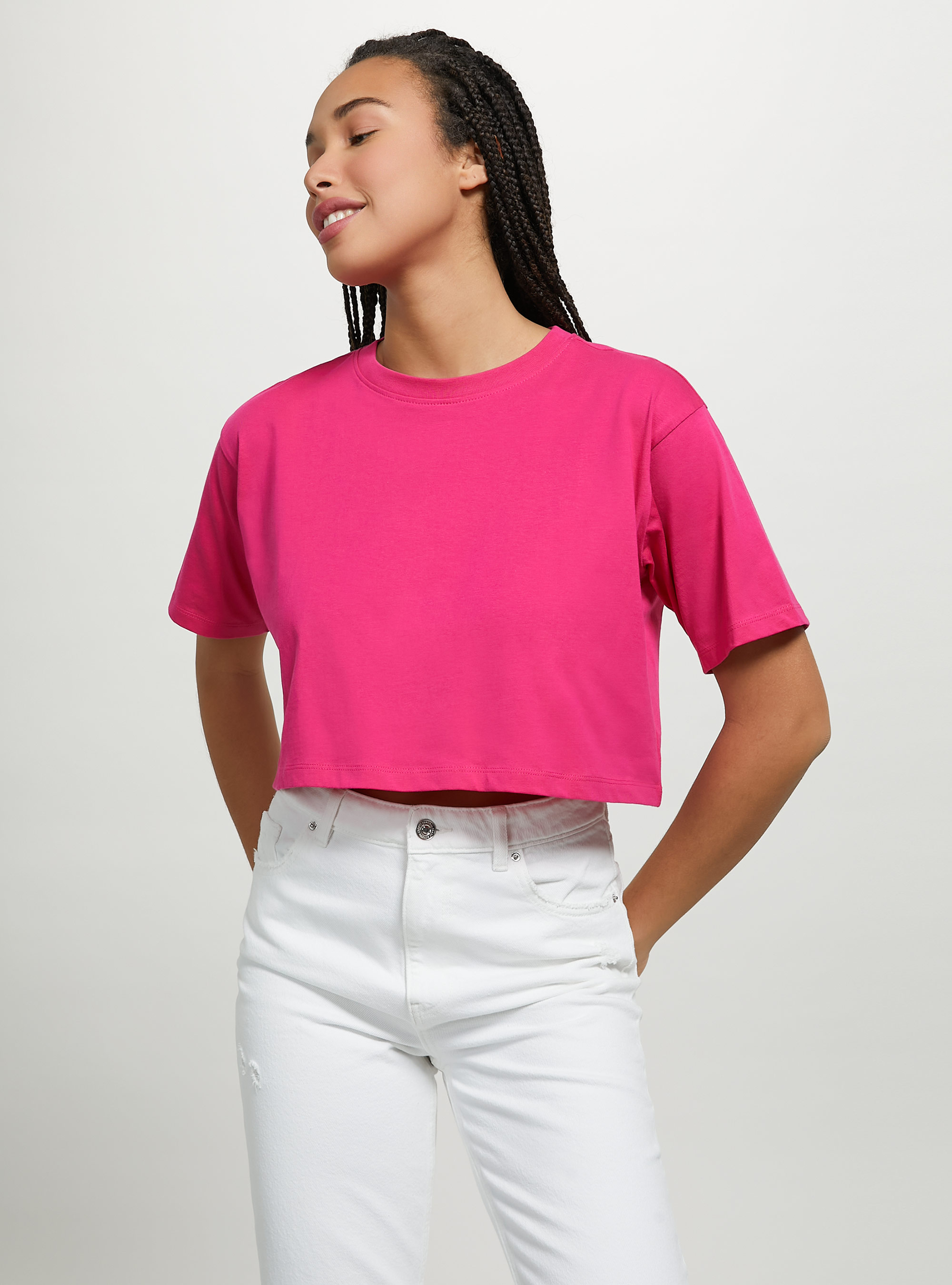 T-shirt en coton court, FX2 FUXIA MEDIUM