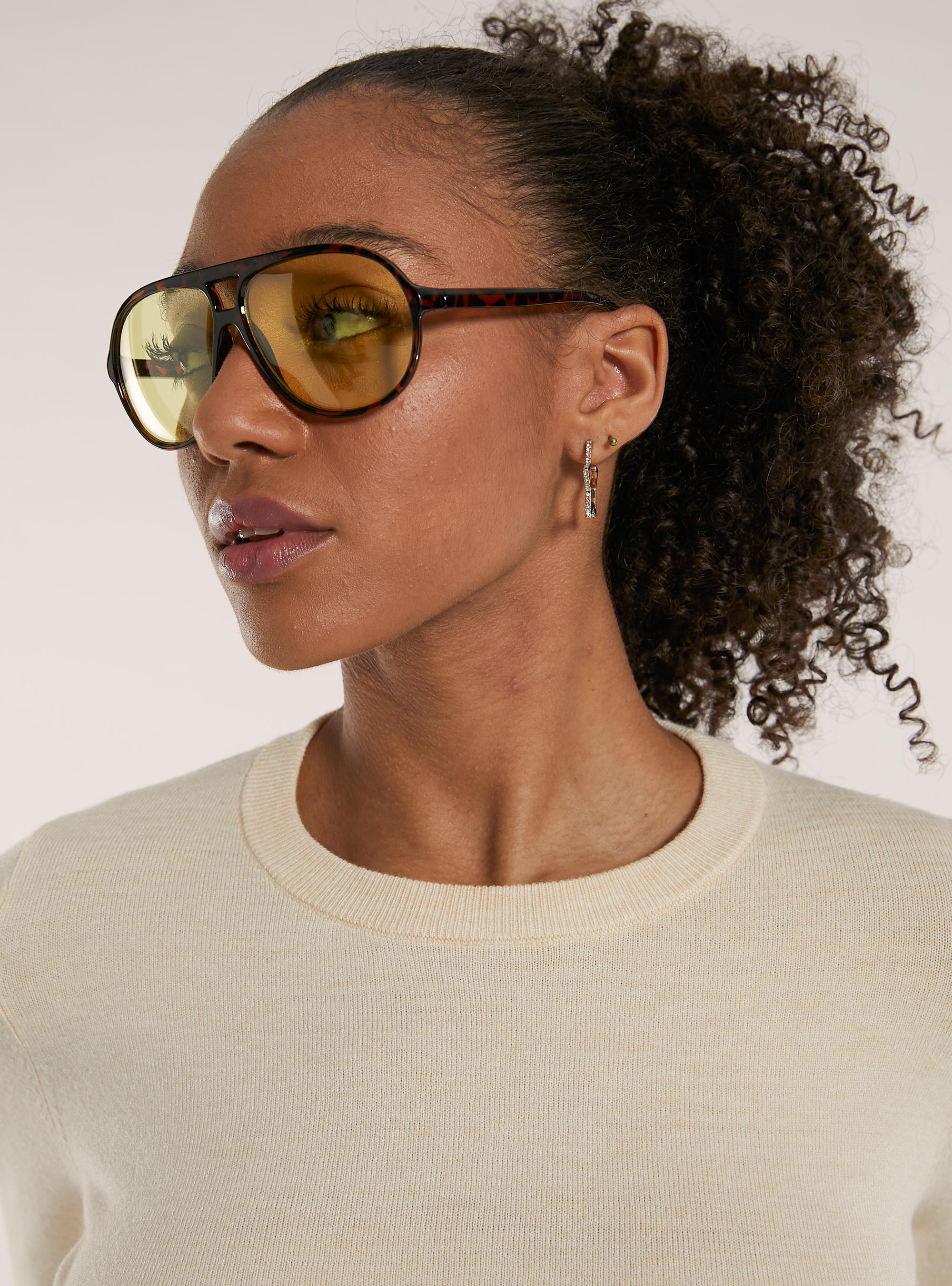 Maglia girocollo con bottoni, CR2 CREAM MEDIUM