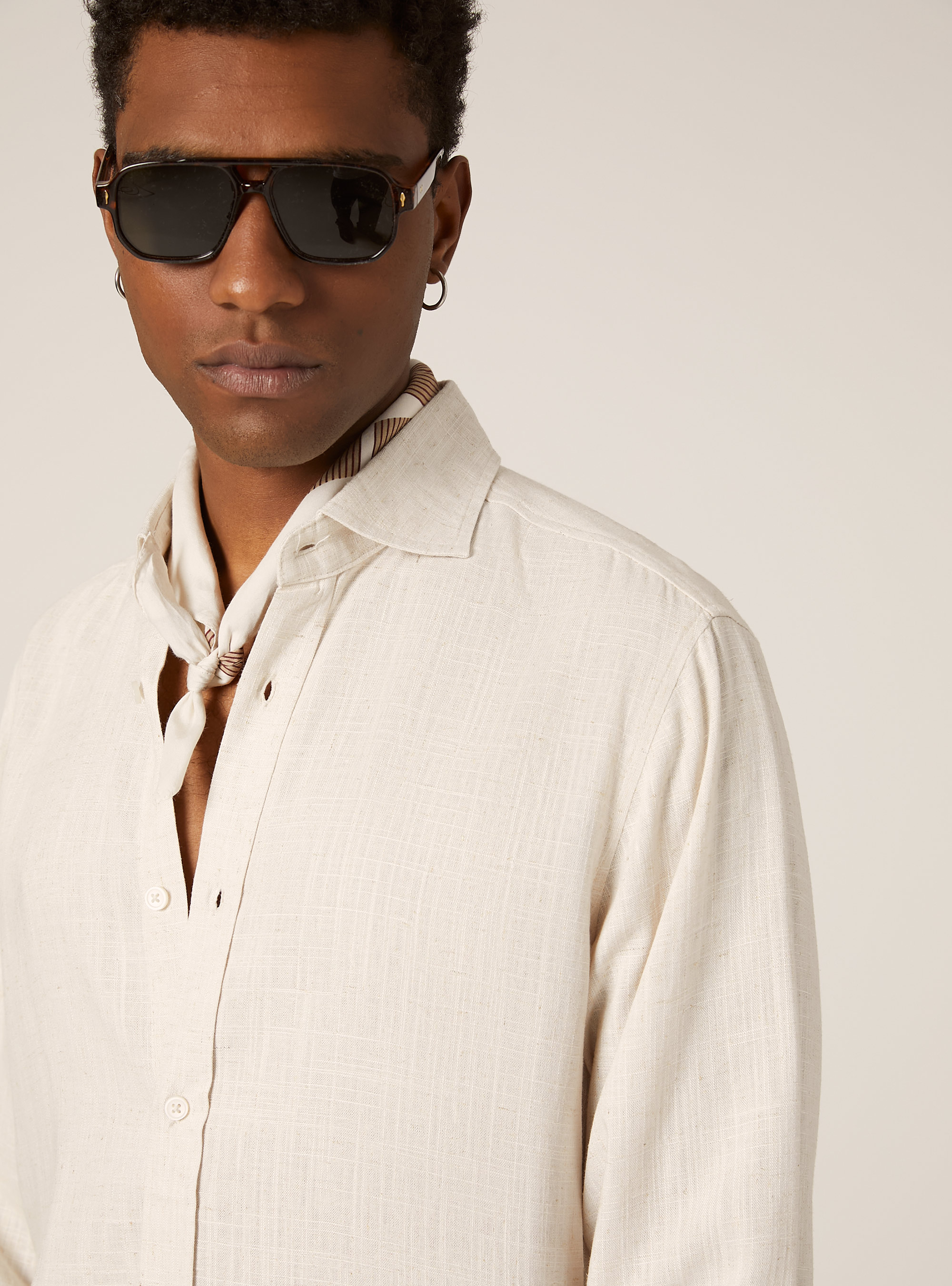Linen blend shirt, MBG3 BEIGE MEL LIGHT