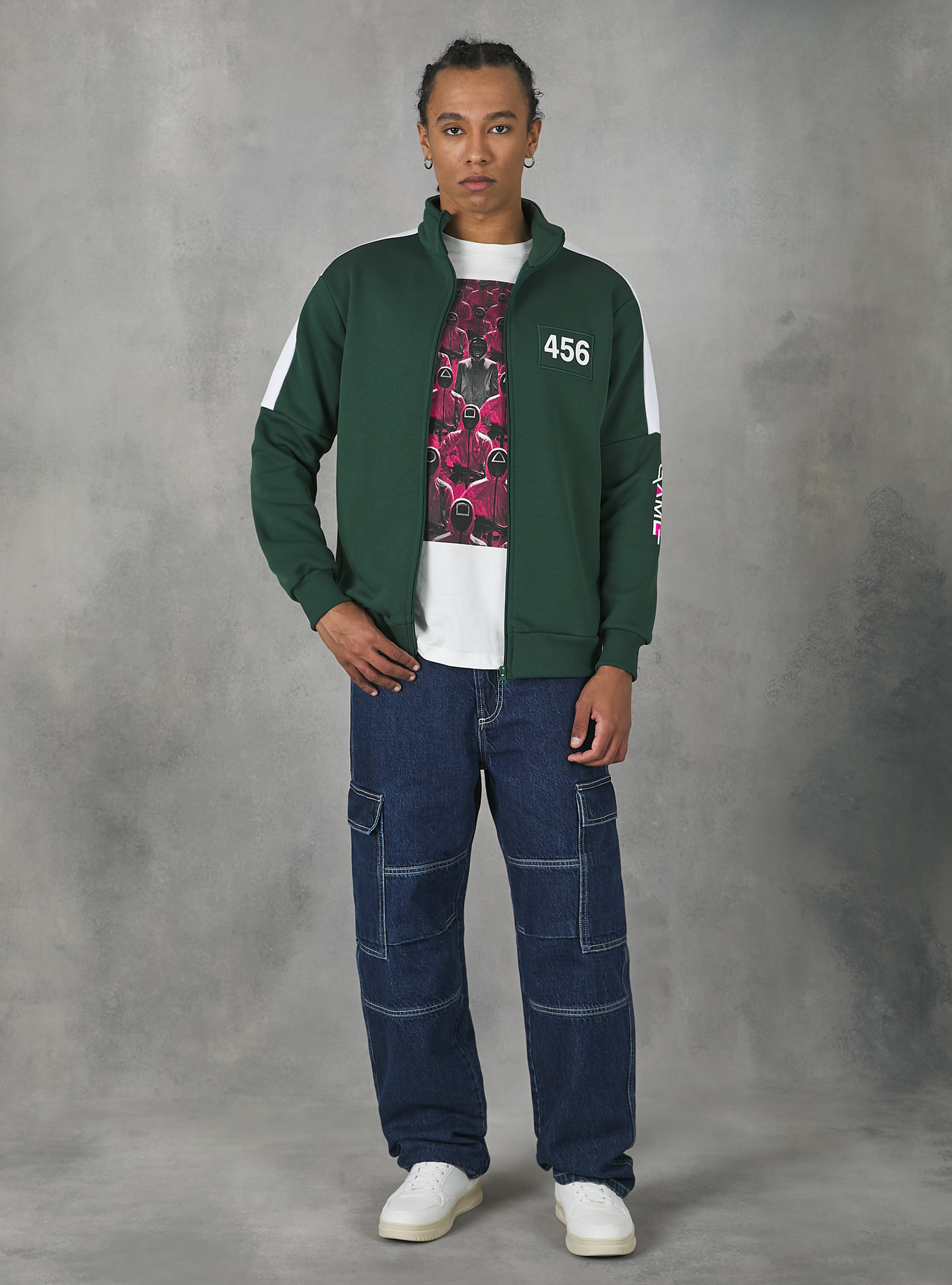 Felpa con zip Squid Game / Alcott, GN2 GREEN MEDIUM