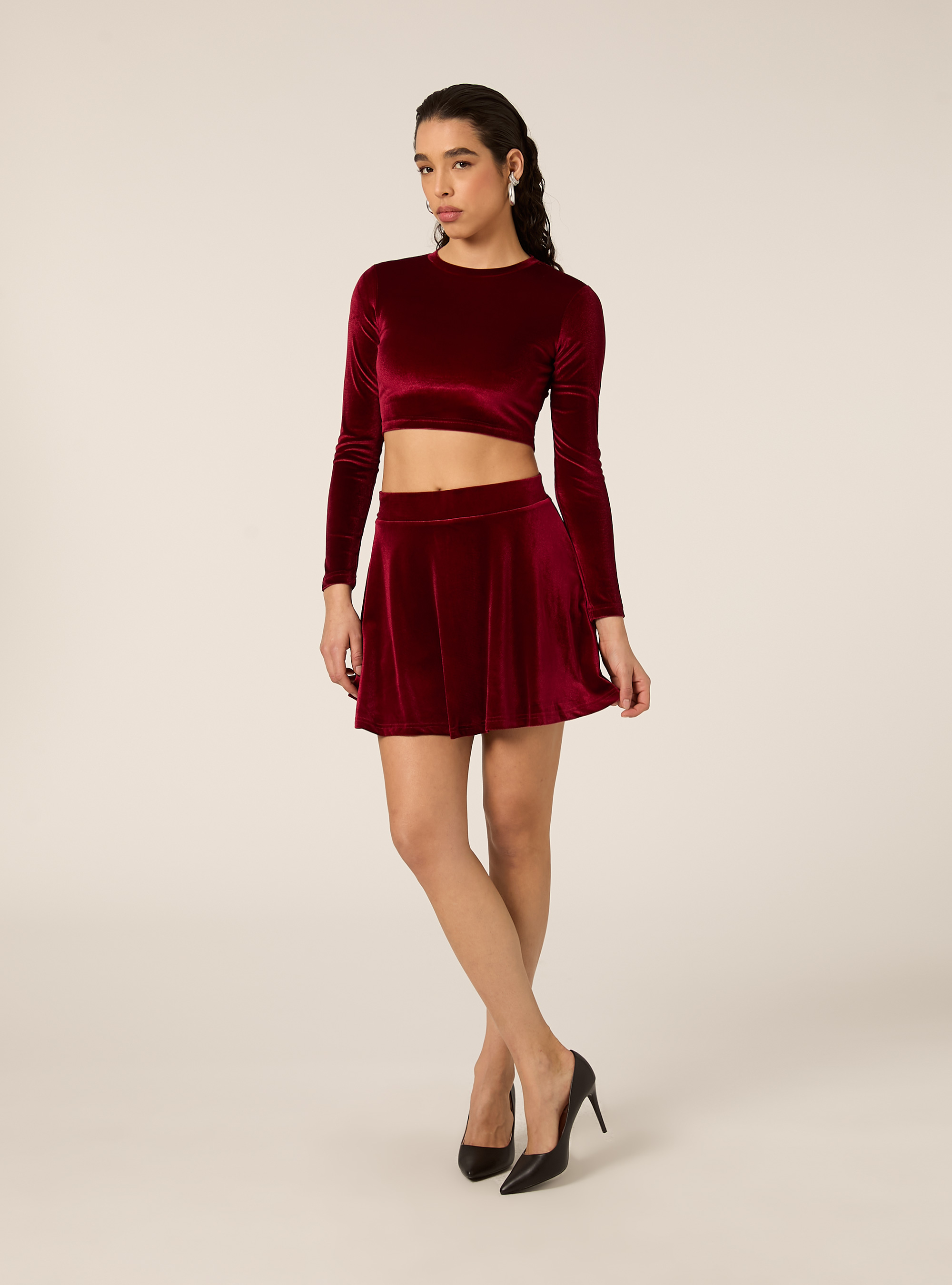 Skort in velluto, RD2 RED MEDIUM