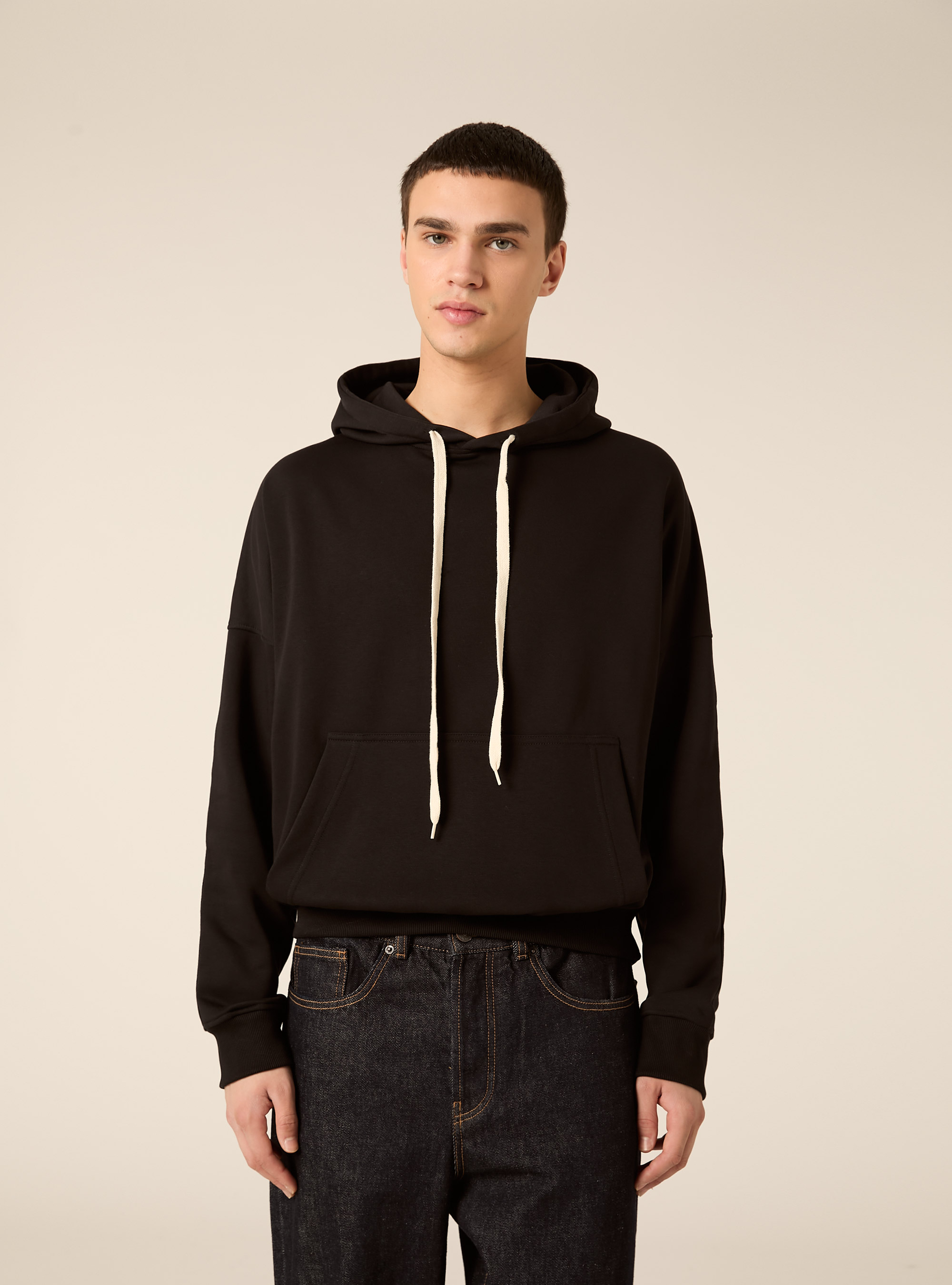 Felpa boxy con stampa puff, BK1 BLACK