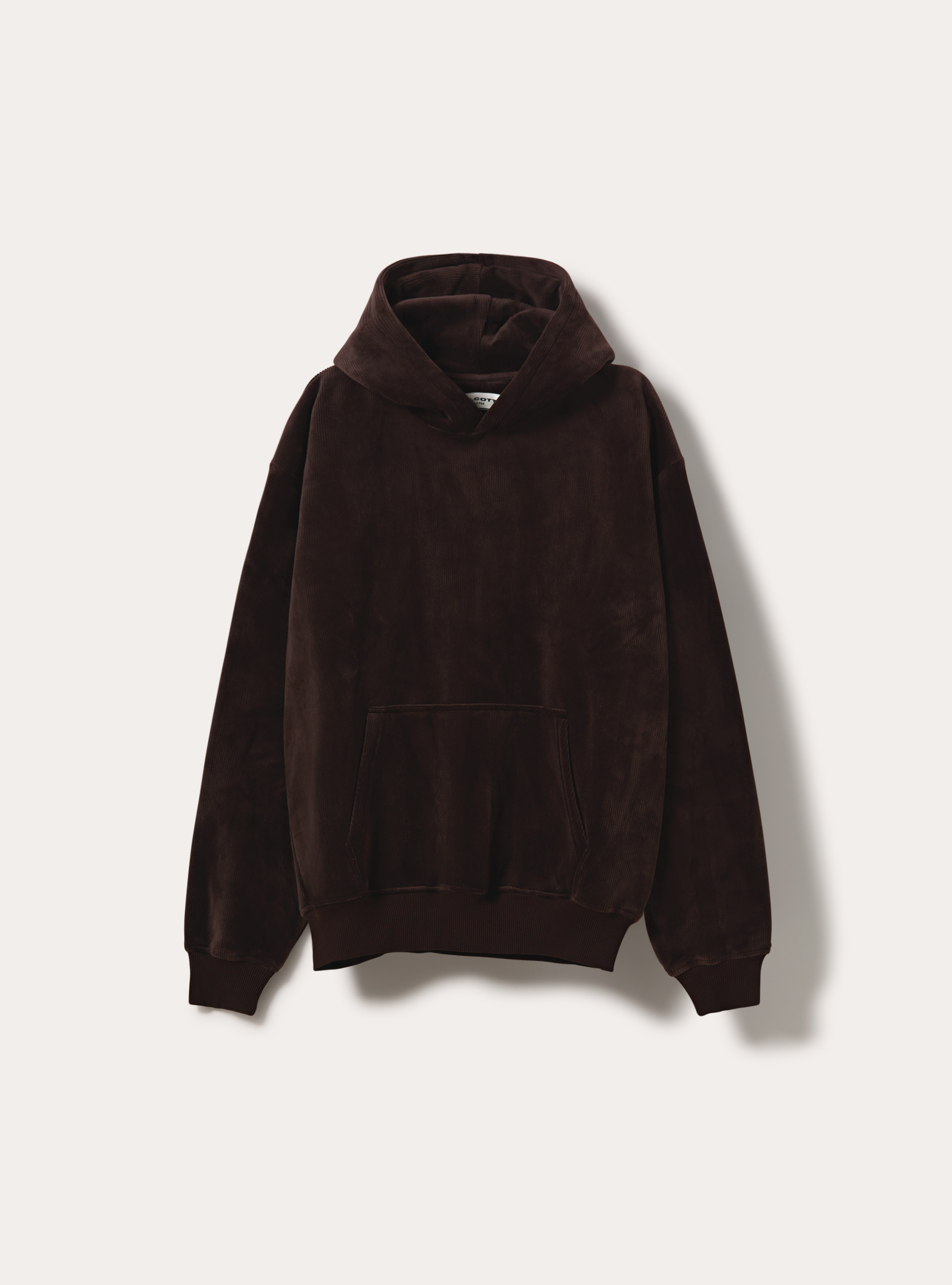 Felpa con cappuccio boxy fit in velluto a coste, BR1 BROWN DARK