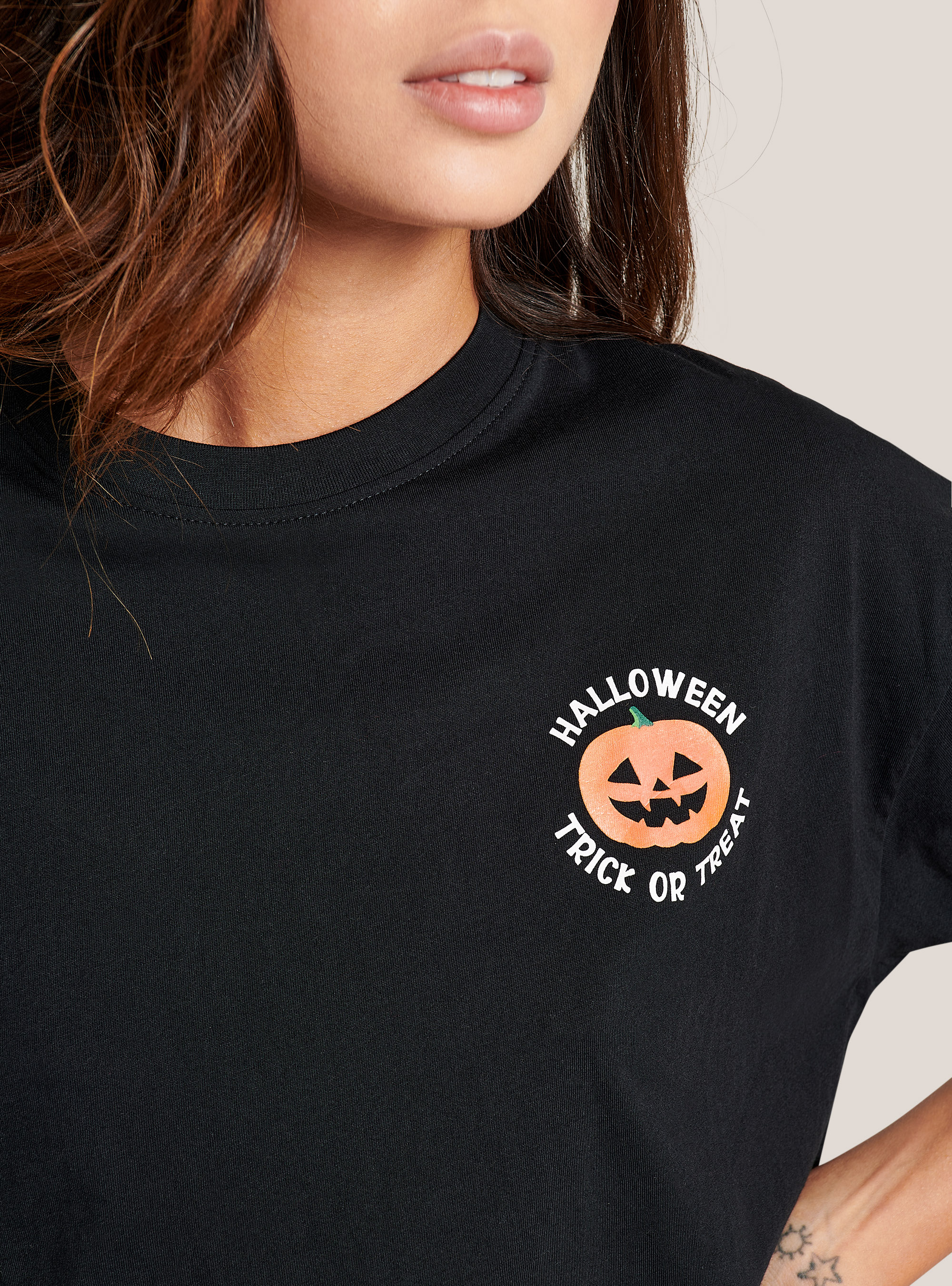 Camiseta de algod&oacute;n de Halloween, NEGRO