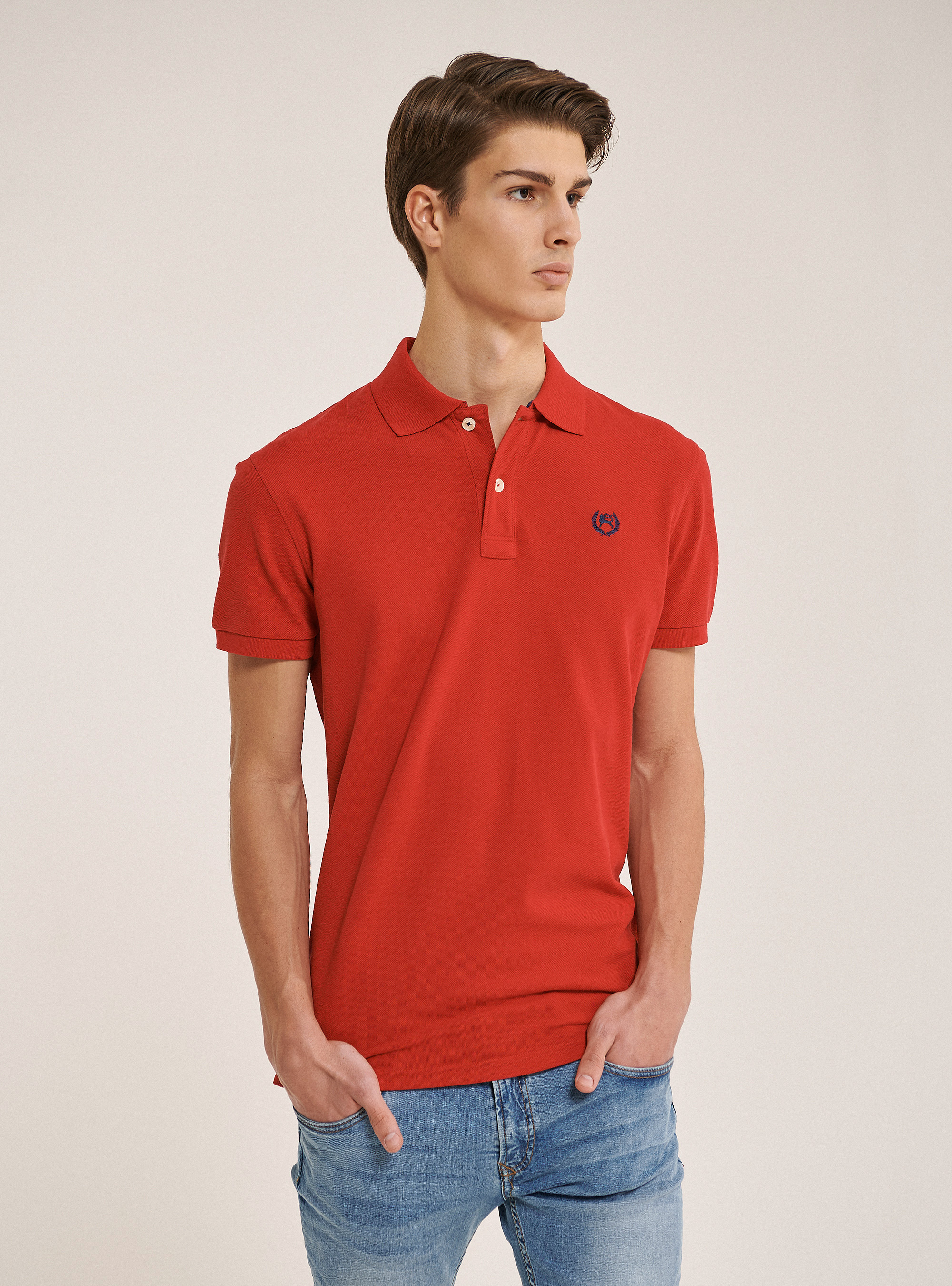 Poloshirt aus Baumwoll-Pikee, C350 RED