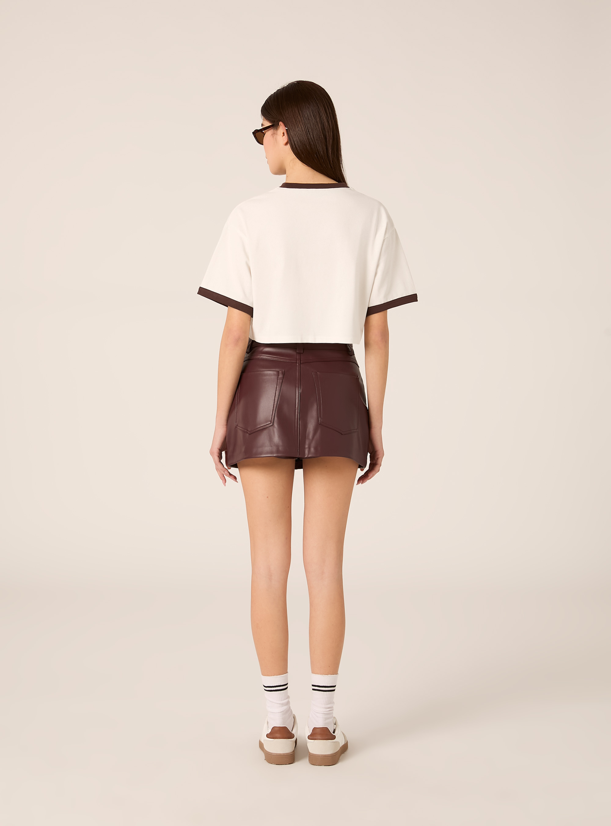 T-shirt crop stampa college, WH1 OFF WHITE