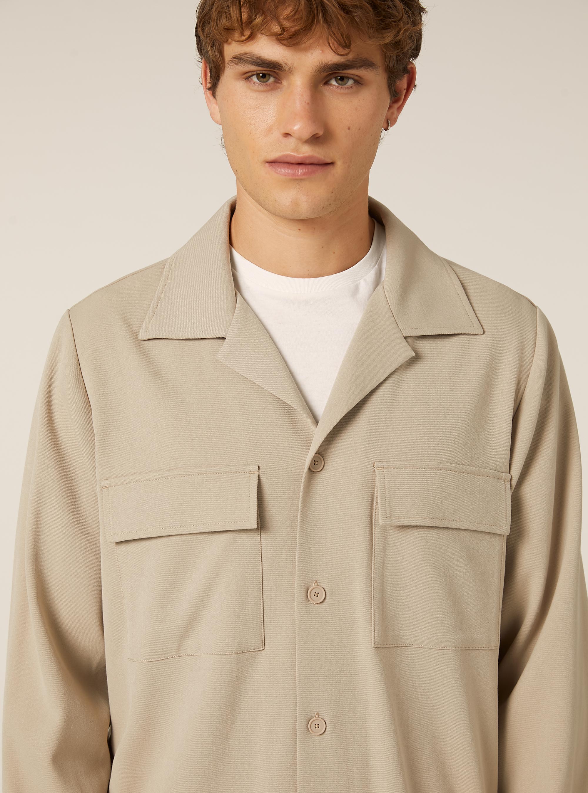 Twillhemd mit großen Taschen, BG1 BEIGE DARK