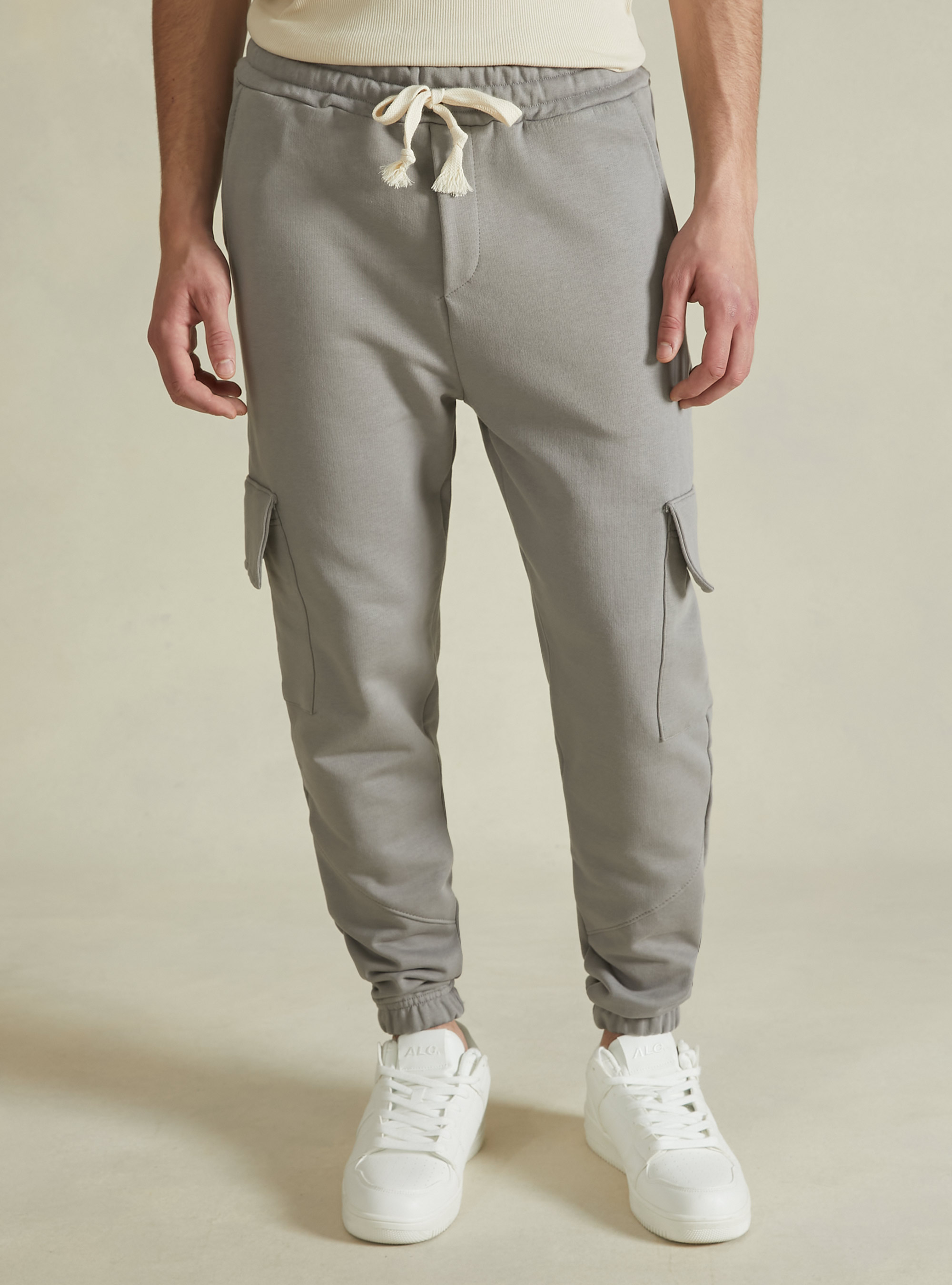 Jogging en coton avec poches, GY2 GREY MEDIUM