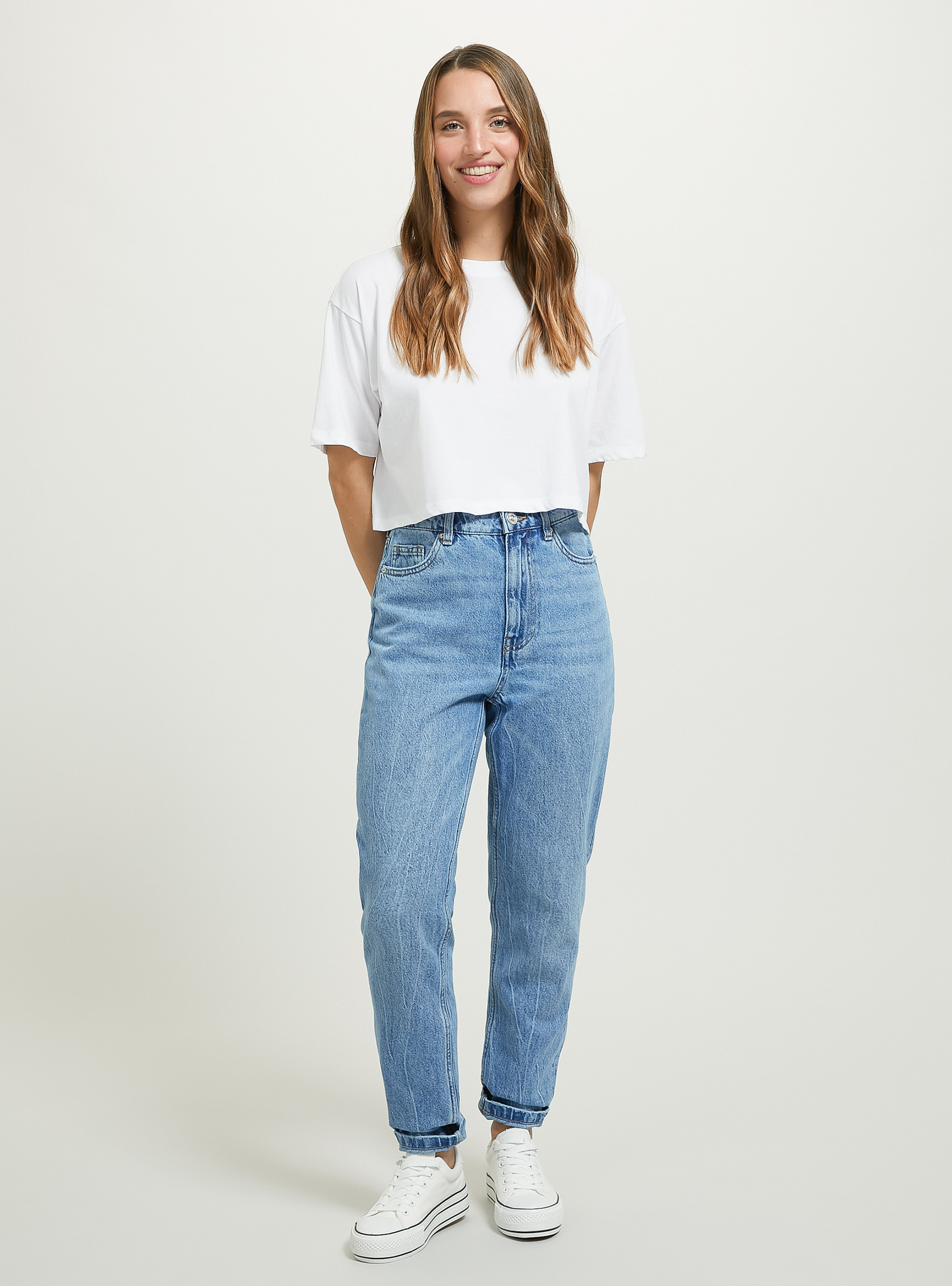 Mom Fit Jeans, D006 AZURE