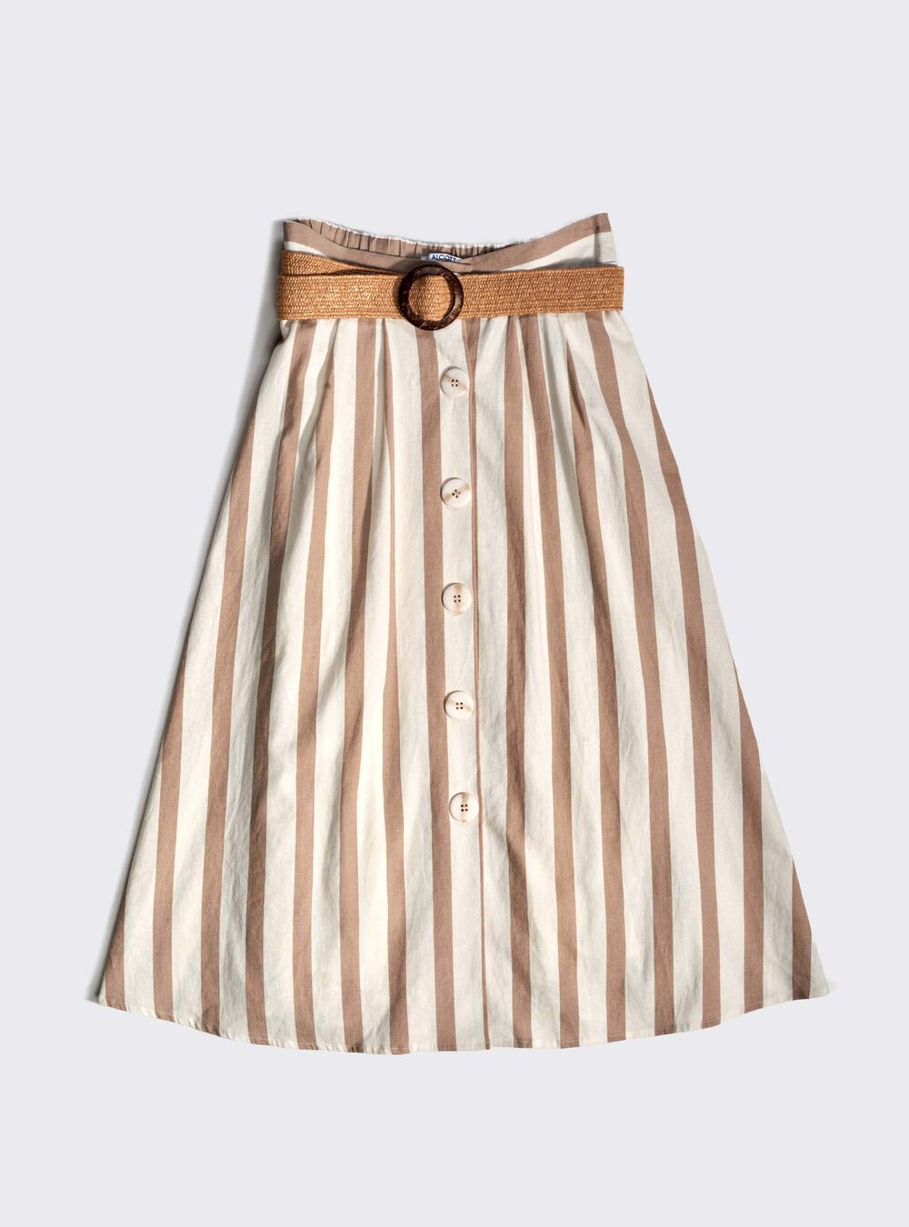 Falda Midi de rayas, MULTICOLORE