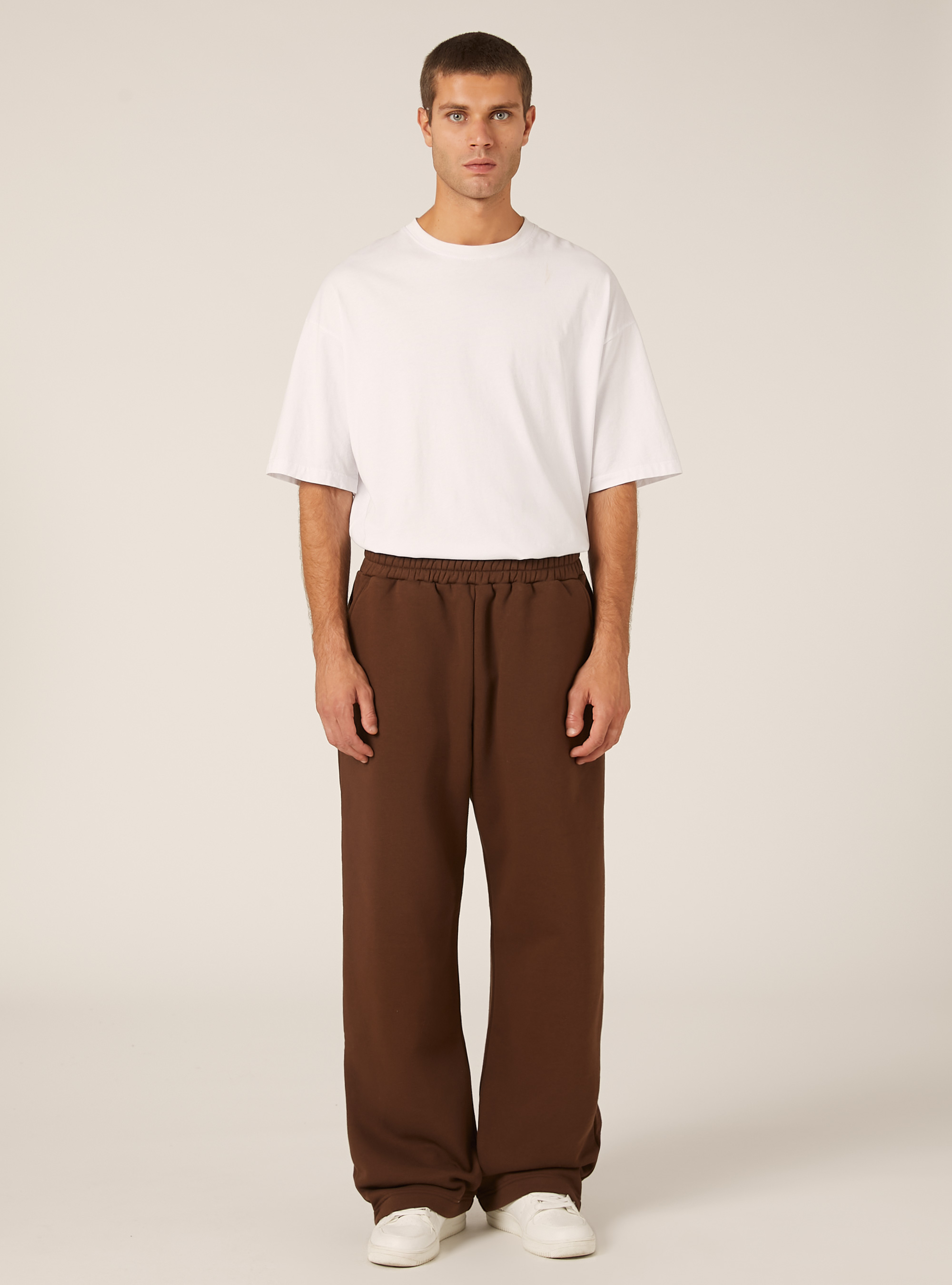 Loose fit fleece pants, BR2 BROWN MEDIUM