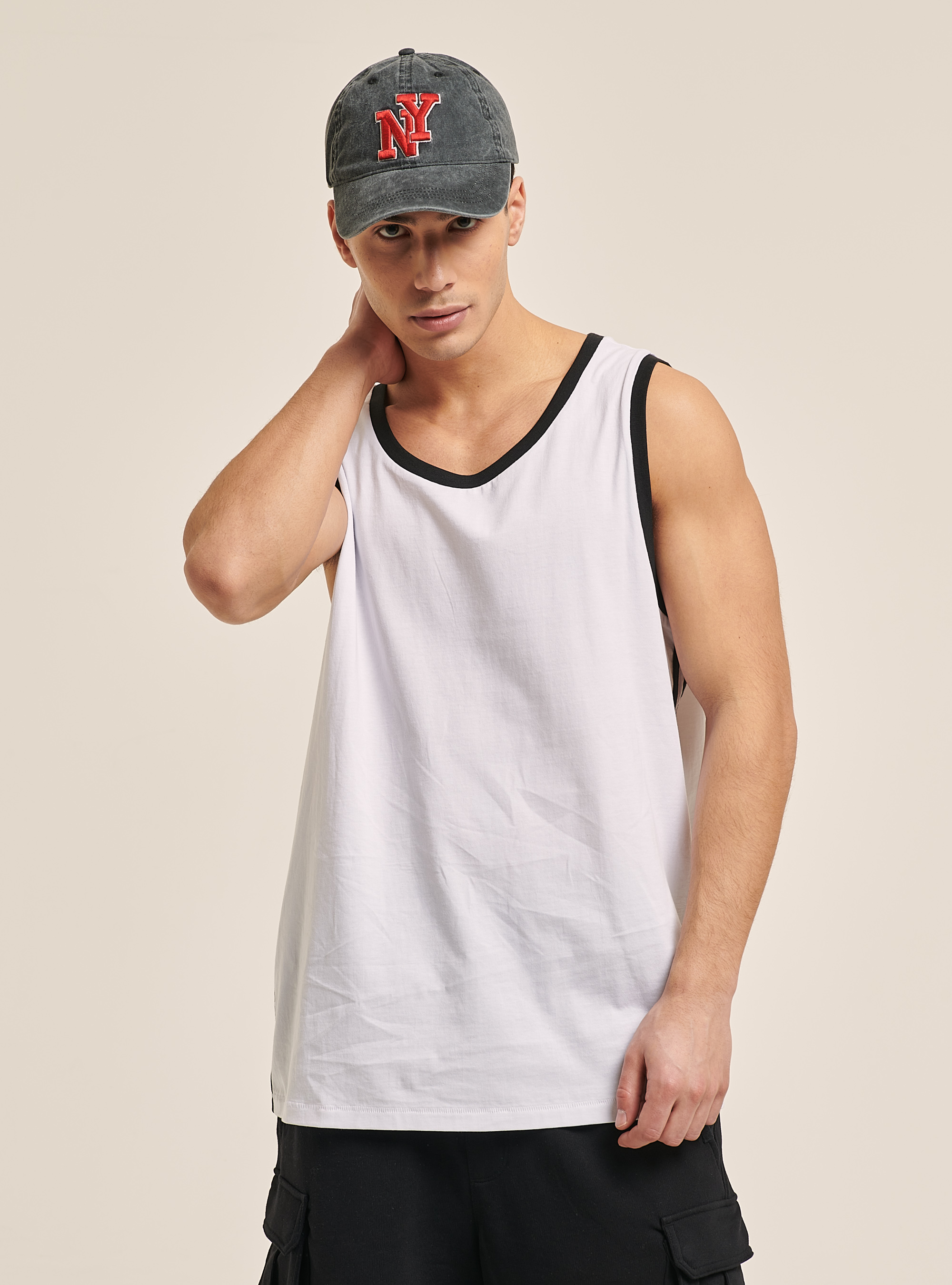 Basic cotton tank top, WHITE