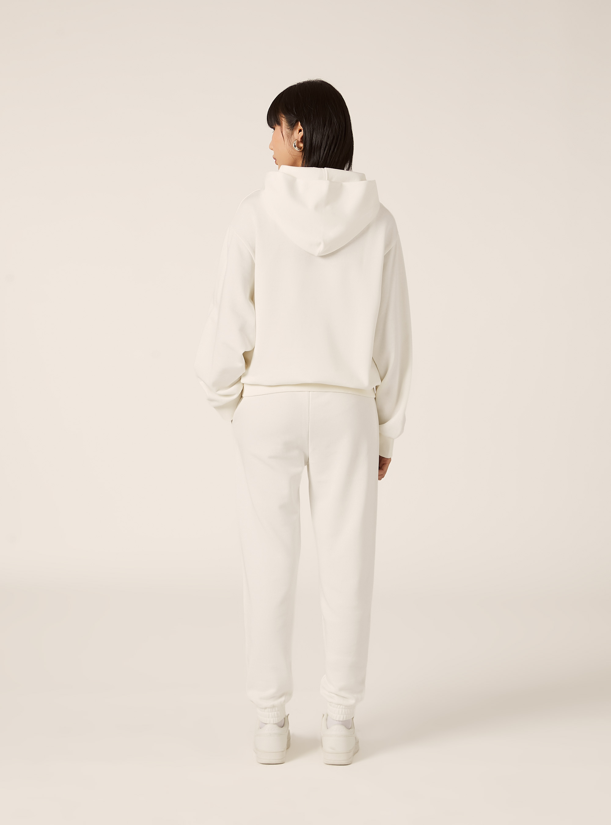 Felpa con cappuccio boxy, WH1 OFF WHITE