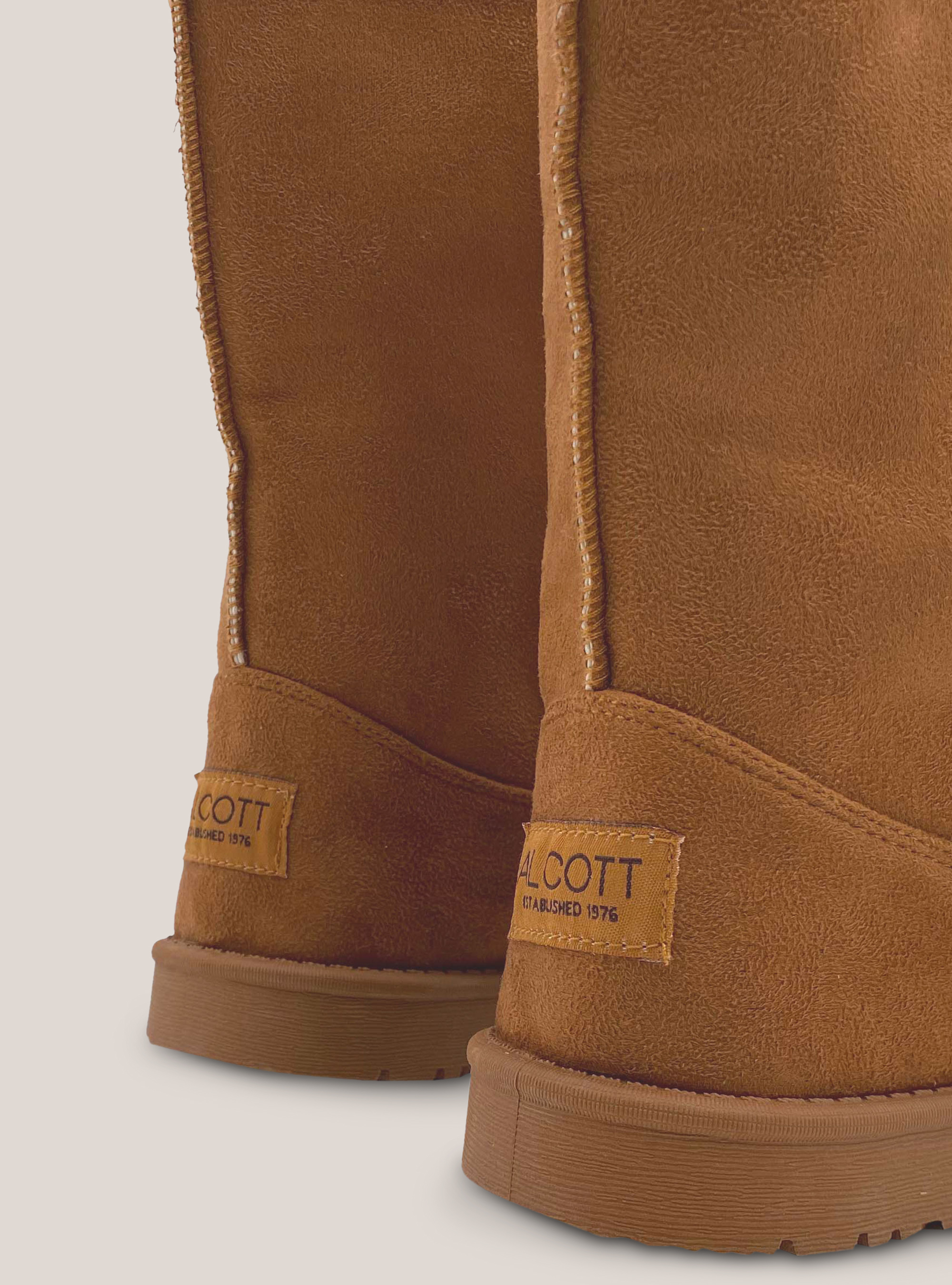 Stivaletti scamosciati con eco pelliccia interna, CAMELLO