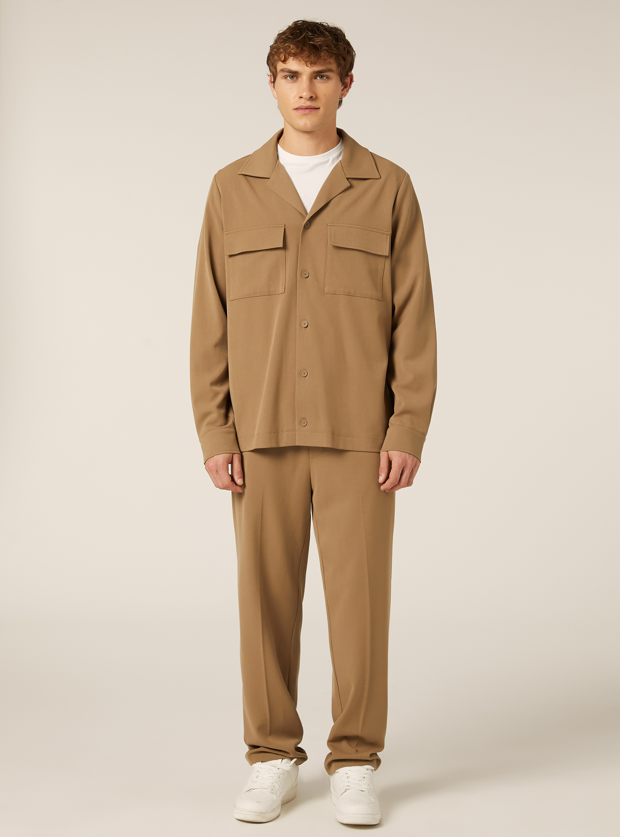 Twillhemd mit großen Taschen, TB1 TOBACCO DARK