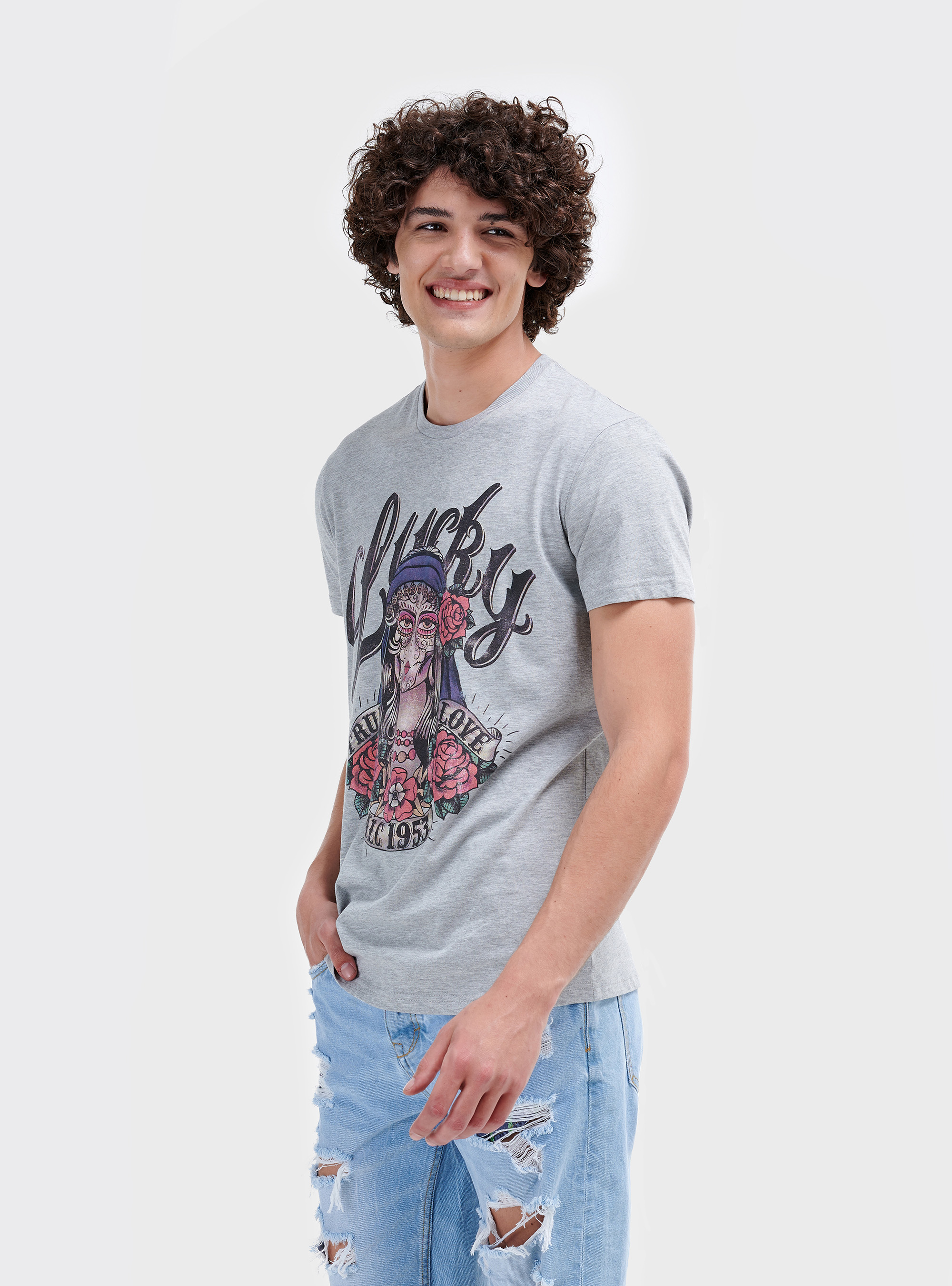Tattoo t-shirt, LIGHT GREY MELANGE