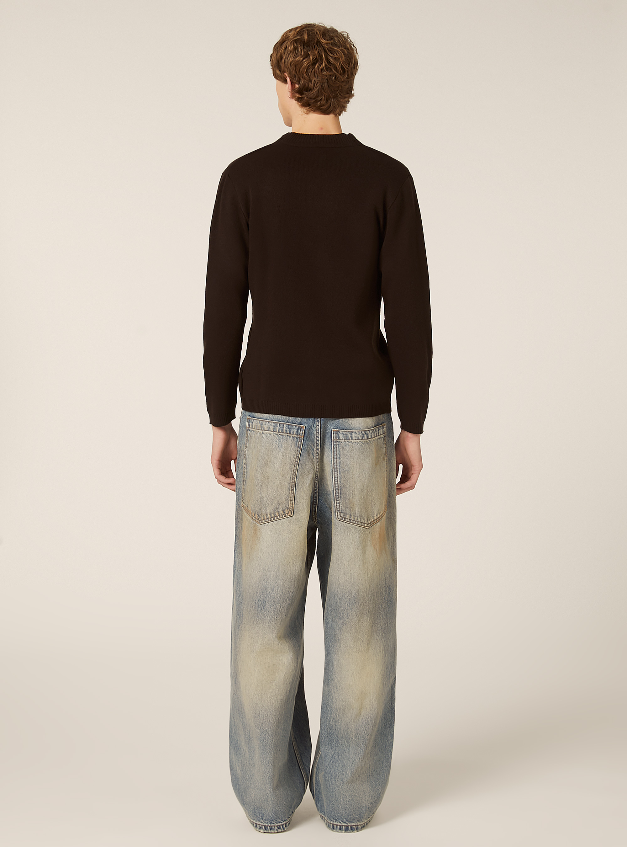 Knitted cardigan with V-neck, BR1 BROWN DARK