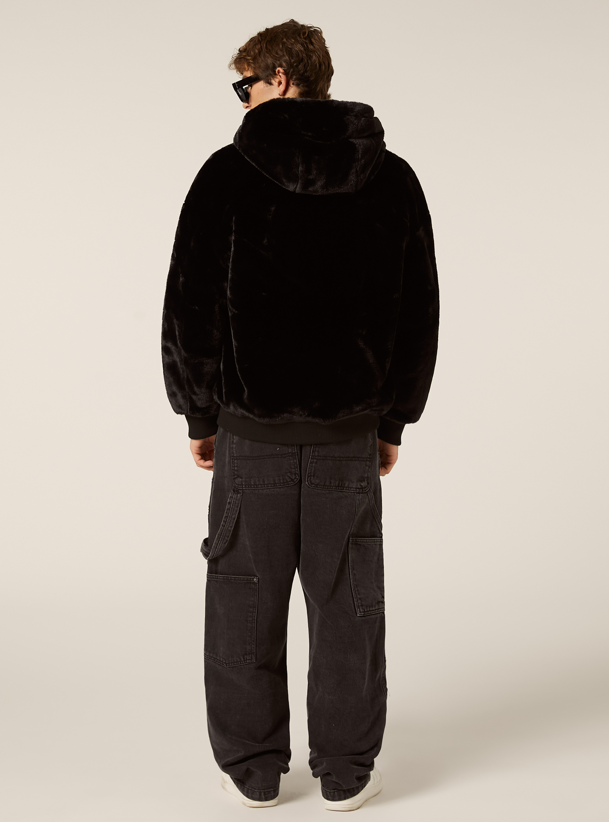 Double-sided jacket with hood, BK1 BLACK