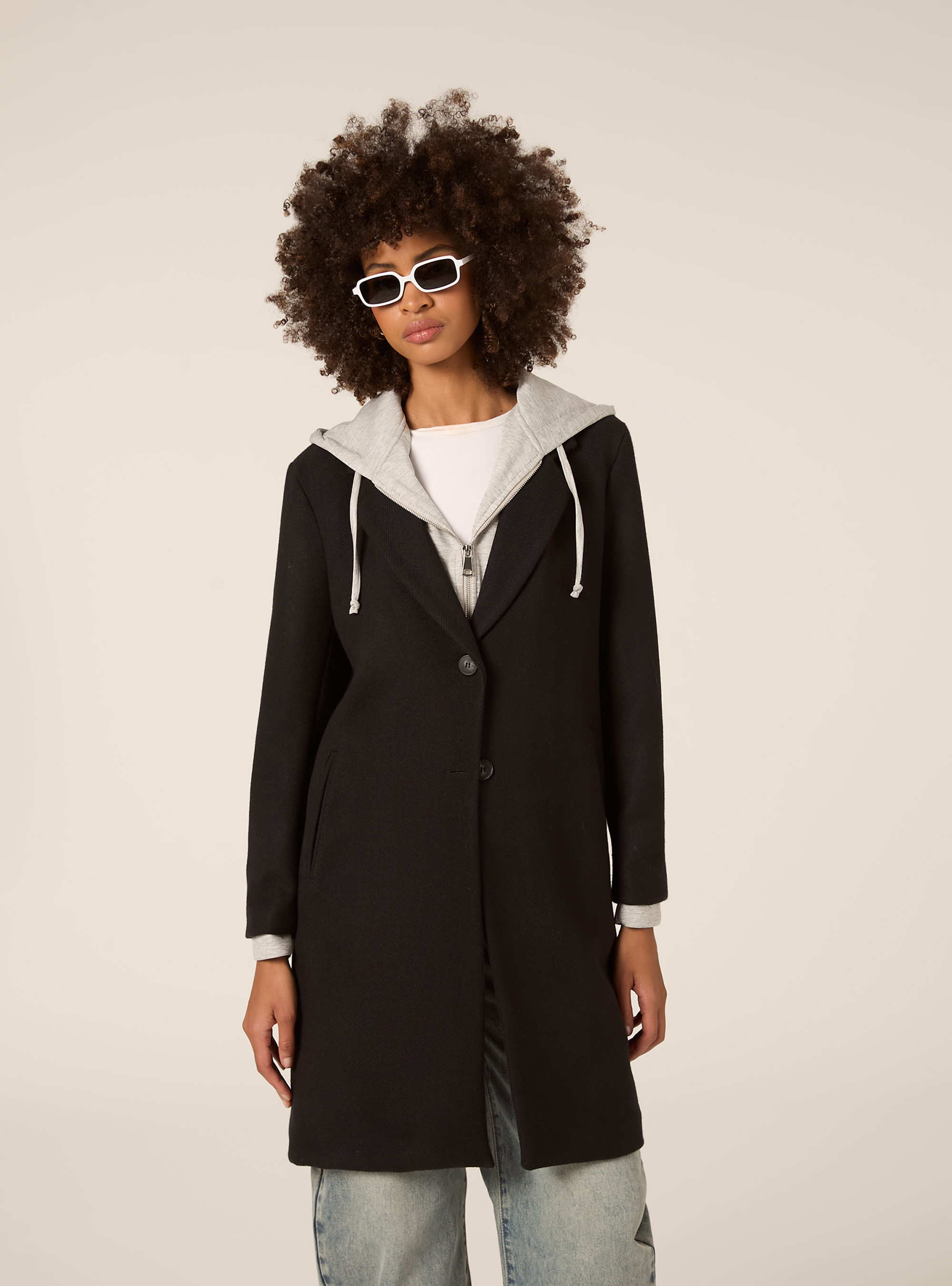 Manteau double tissu, BK1 BLACK