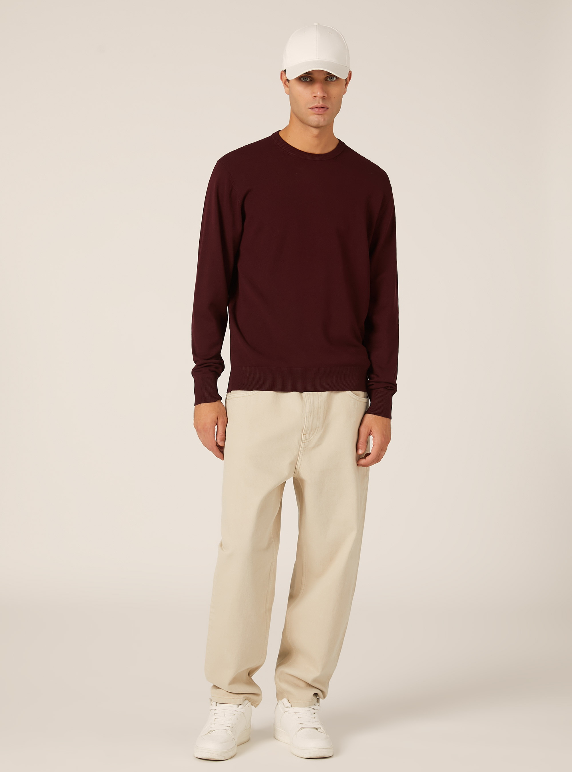 Jersey de cuello redondo de viscosa Ecovero, BO1 BORDEAUX DARK