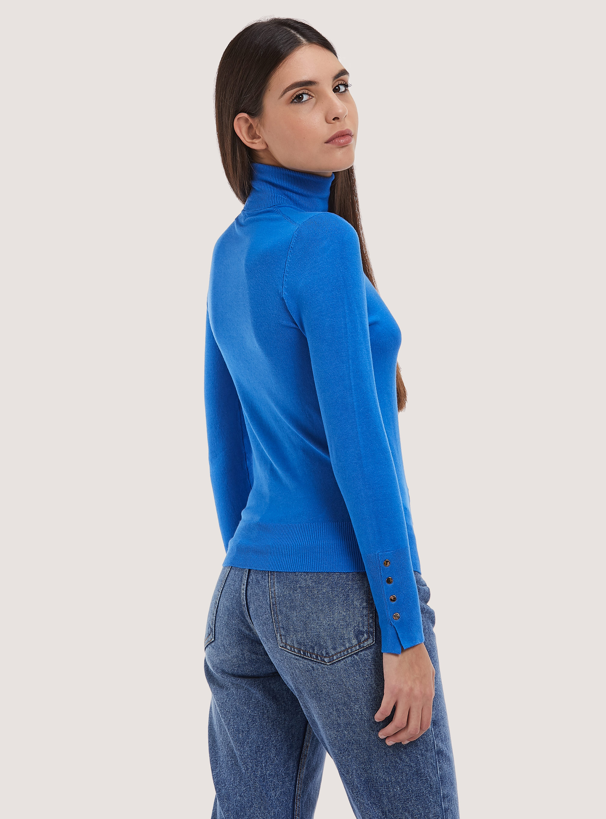 Pullover a collo alto con bottoni sulla manica, RY3 ROYALE LIGHT