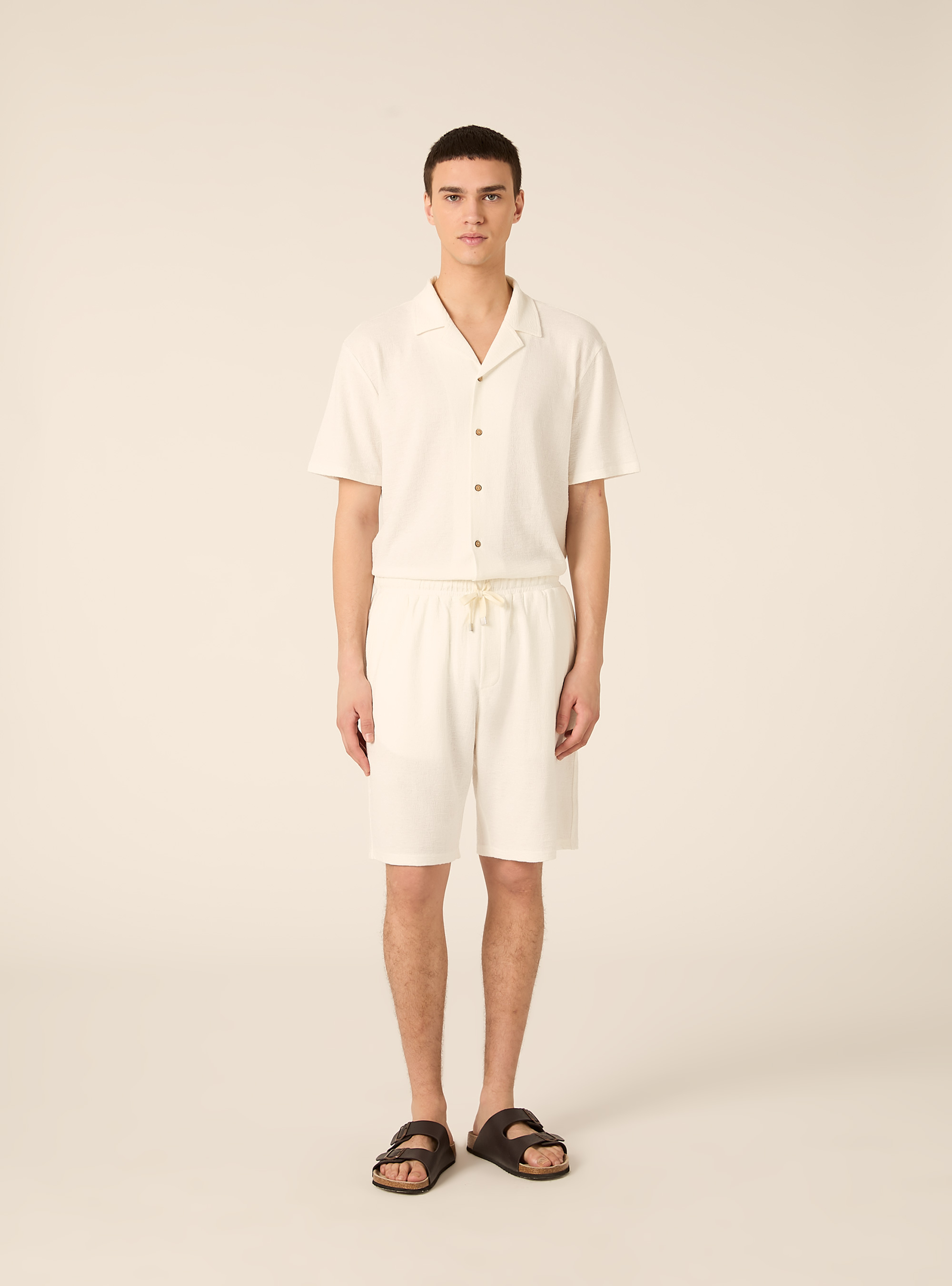 Bermuda in jersey texture regular fit, WH2 WHITE