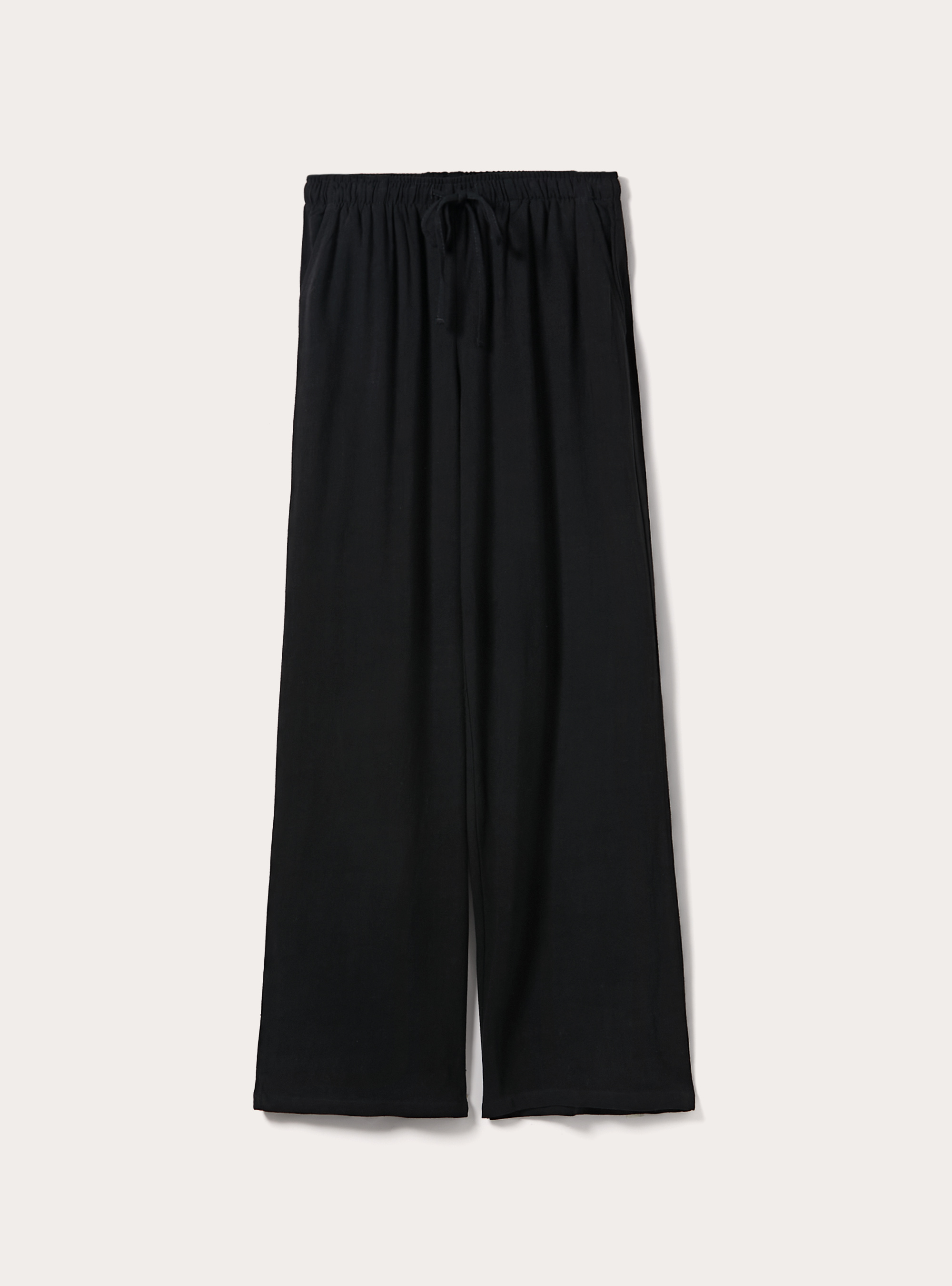 Linen blend palazzo trousers, BK1 BLACK