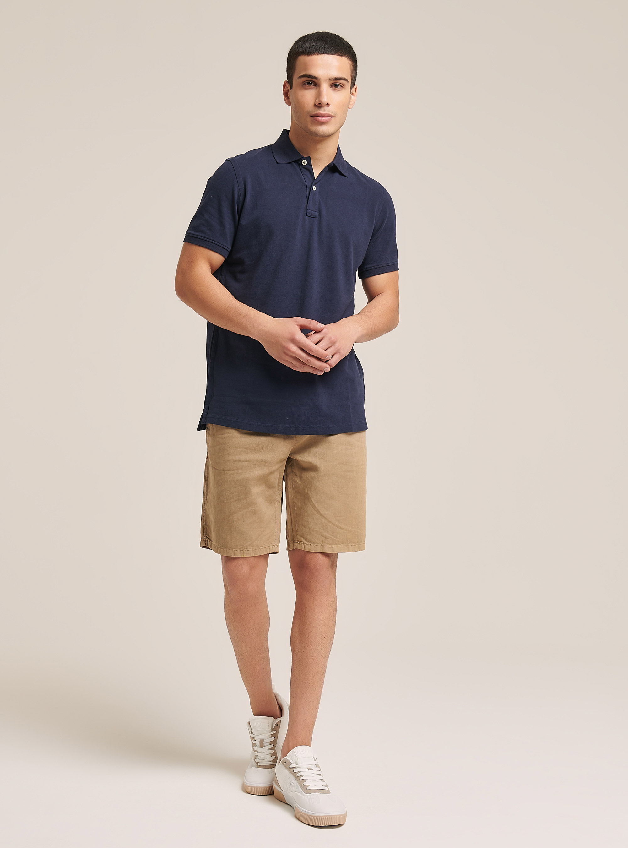 Polo basique en coton, C218 BLUE NAVY