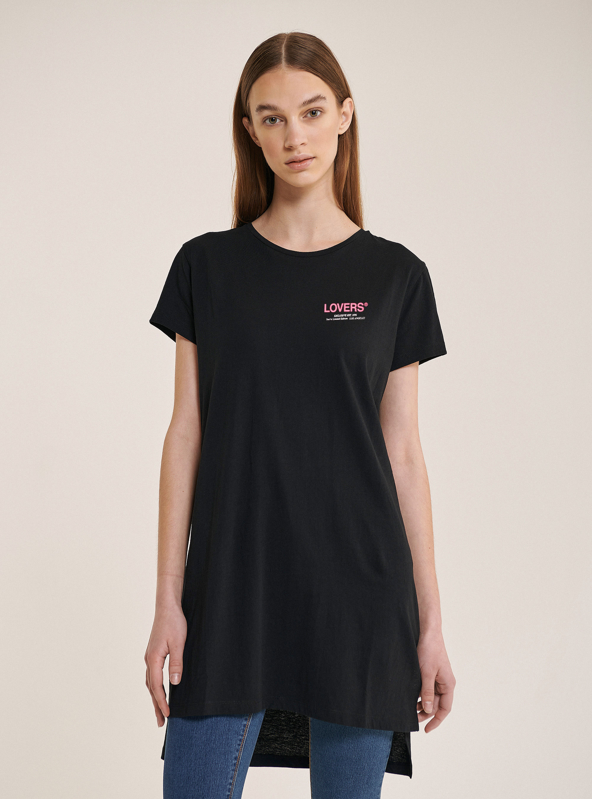 Long-Fit-Shirt mit Aufdruck, C101 BLACK