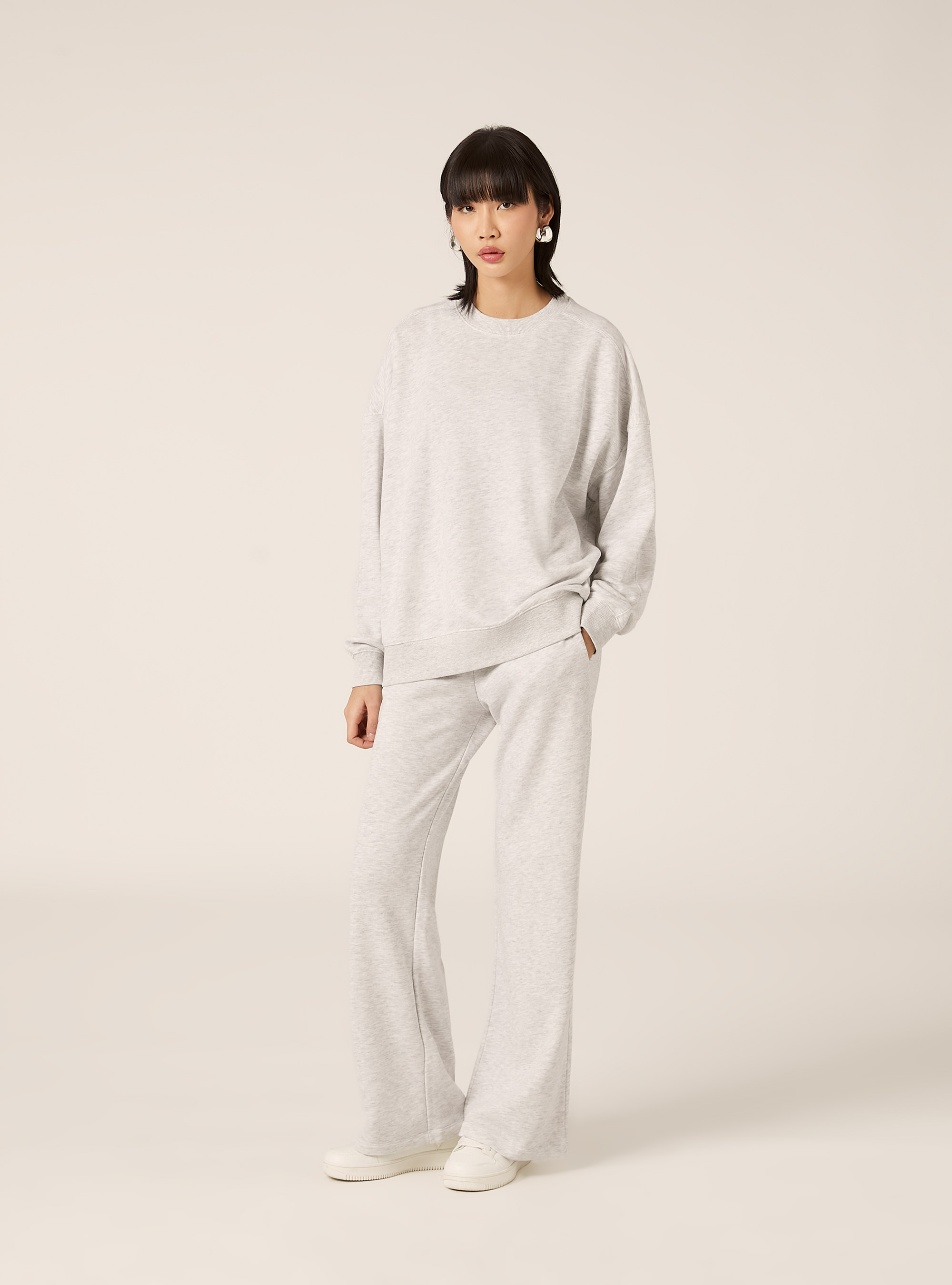 Sweat-shirt basique en coton, MGY3 GREY MEL LIGHT